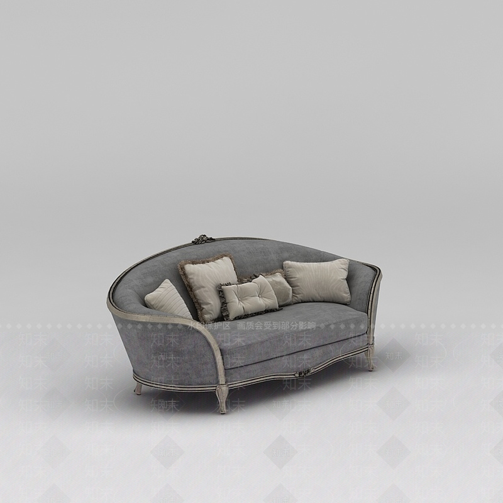 现代灰色布艺沙发3D模型下载【ID:1200042404】
