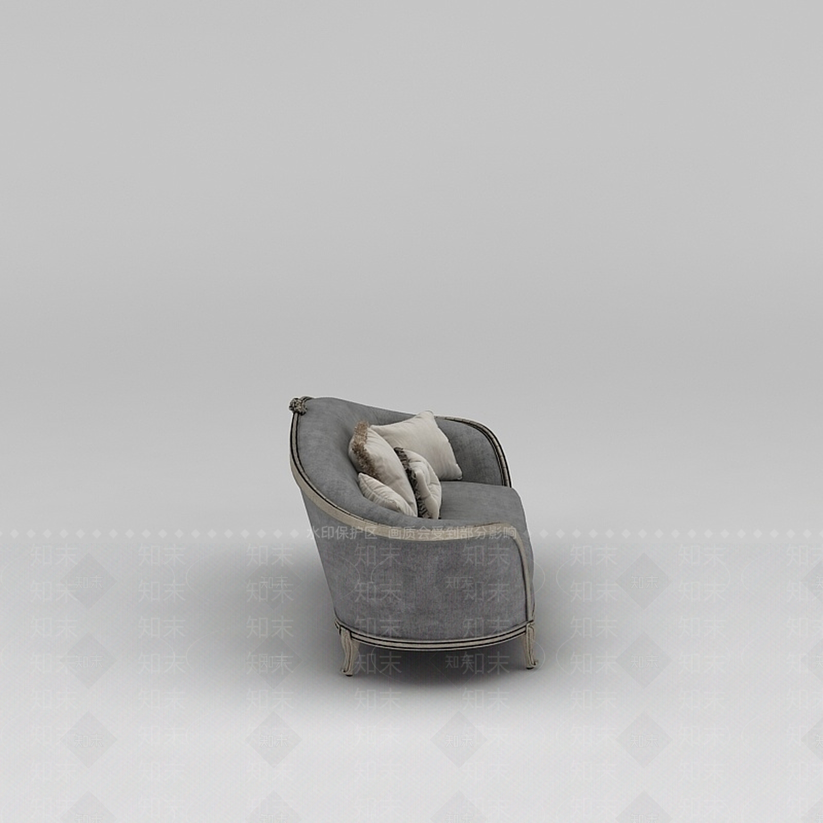 现代灰色布艺沙发3D模型下载【ID:1200042404】
