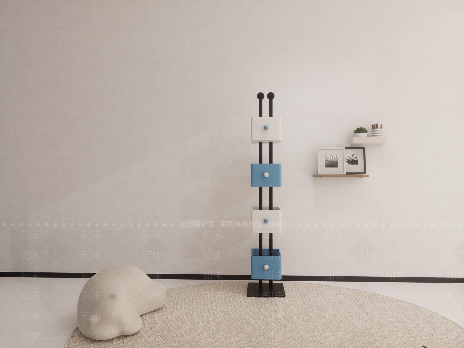 现代简约书架3D模型下载【ID:1200043064】