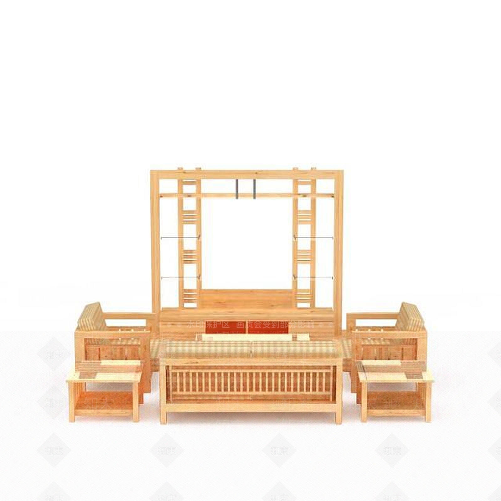 现代实木沙发茶几电视柜组合3D模型下载【ID:1200043000】