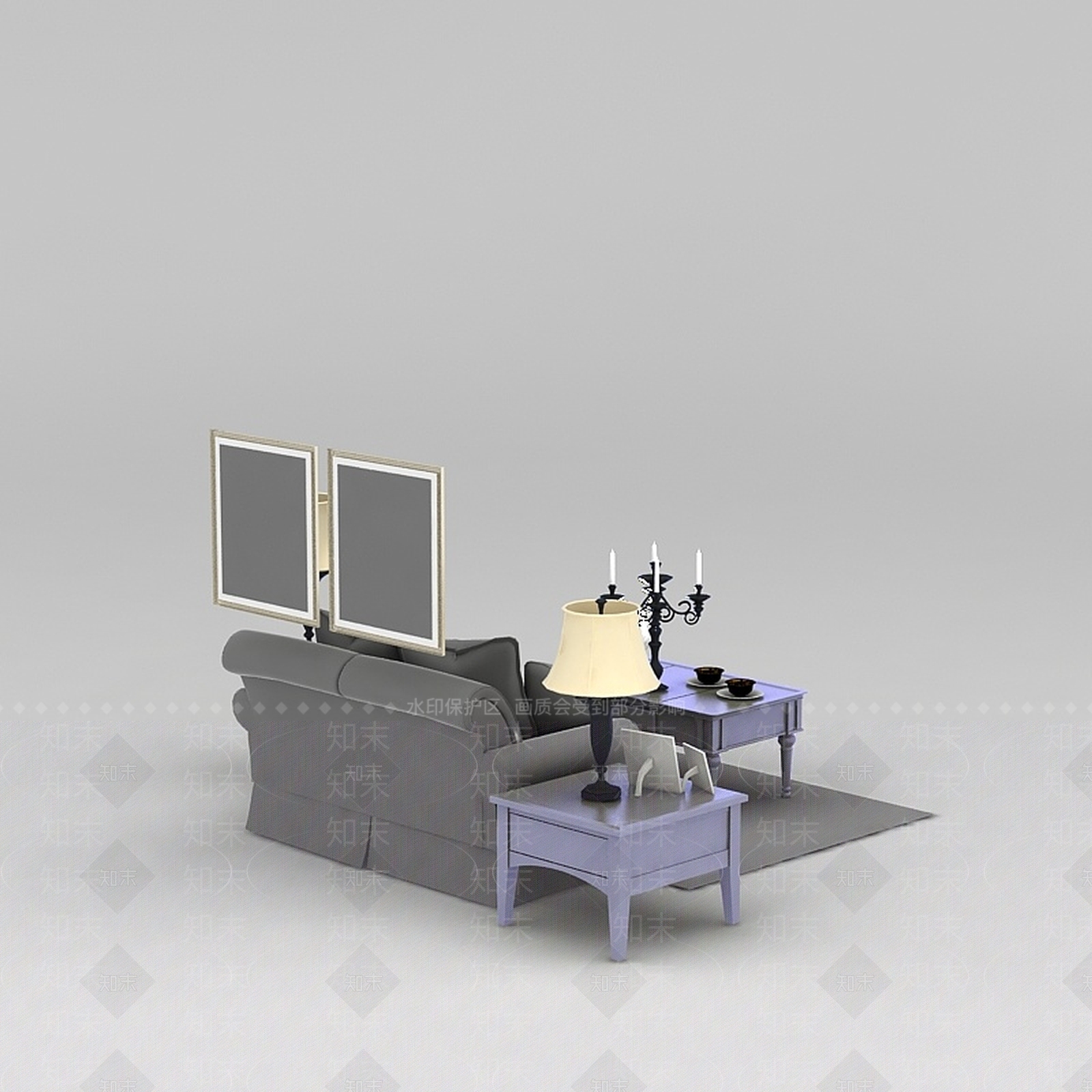 现代沙发茶几整体家具3D模型下载【ID:1200043075】