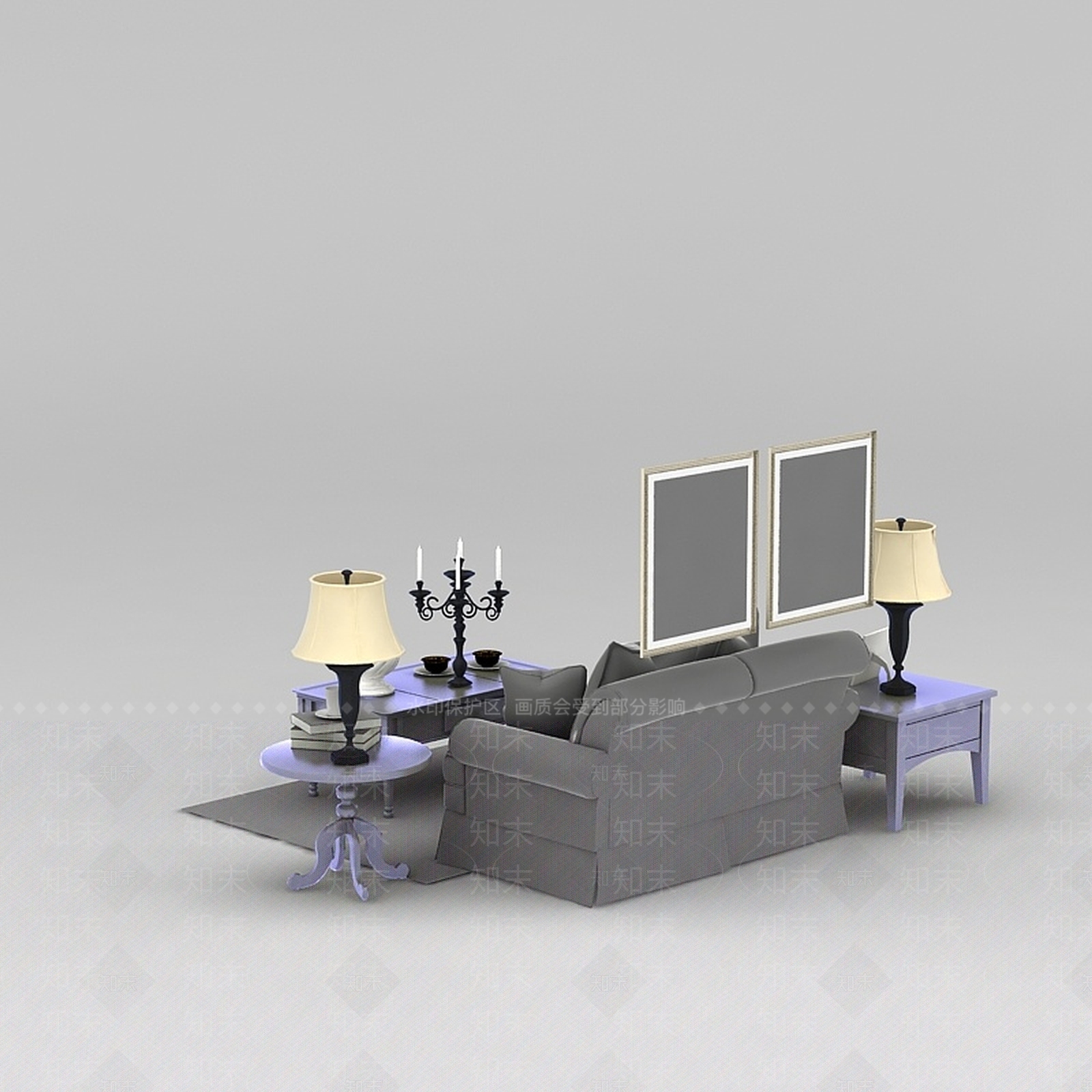 现代沙发茶几整体家具3D模型下载【ID:1200043075】