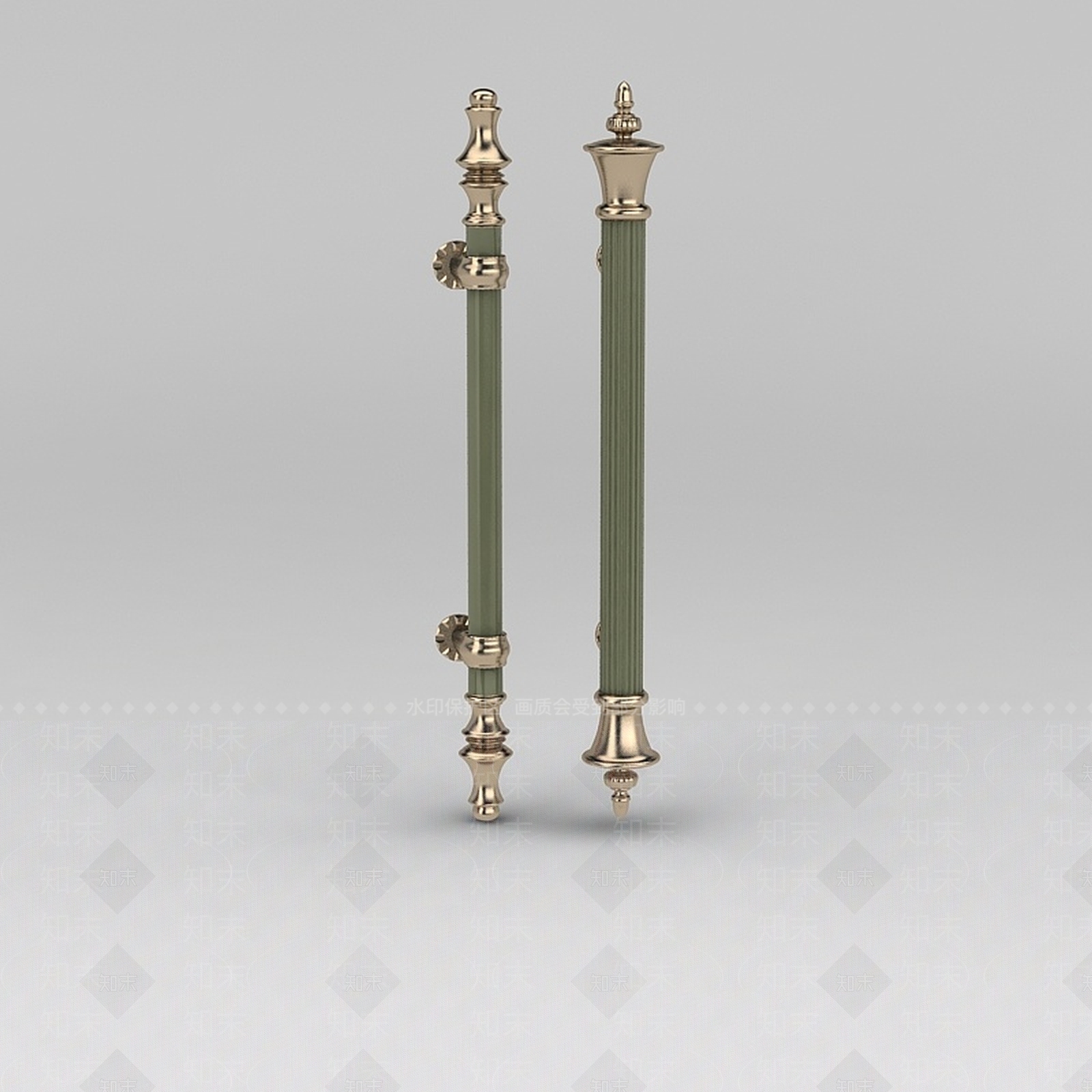 欧式古典欧式玻璃大门把手3D模型下载【ID:1200043344】