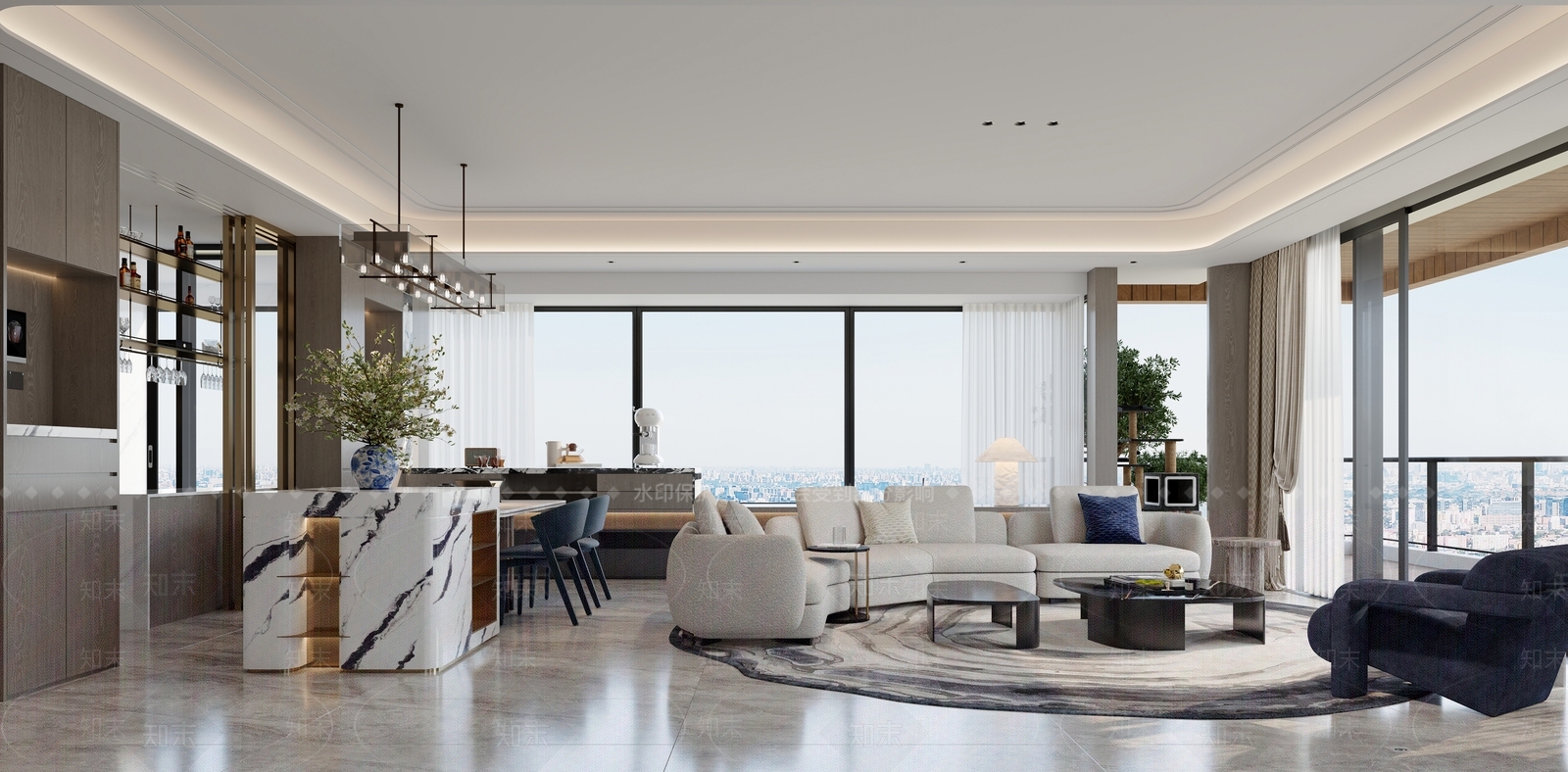 现代家居客厅3D模型下载【ID:1200044164】