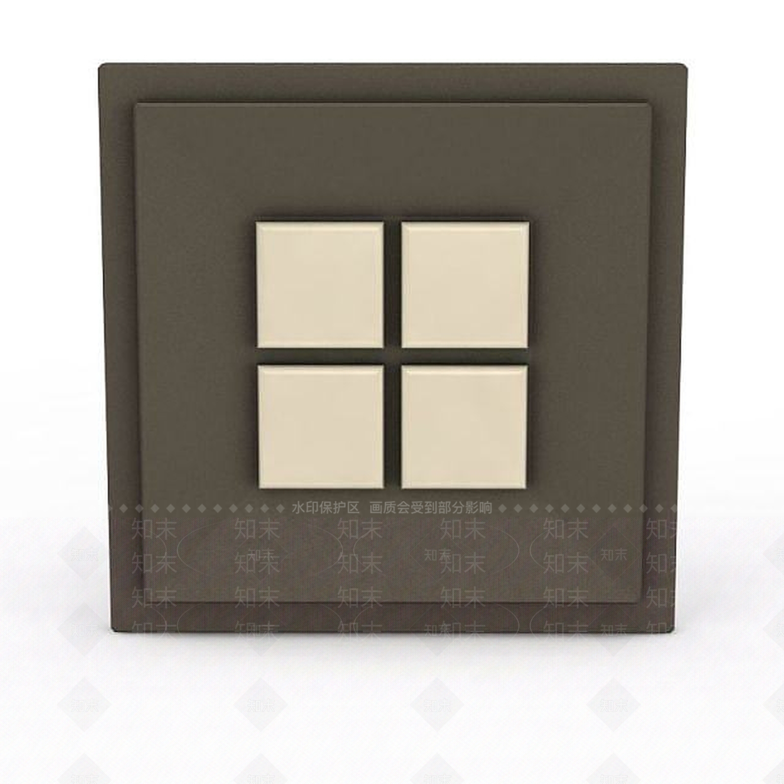 现代方形拼图玻璃门把手3D模型下载【ID:1200043805】