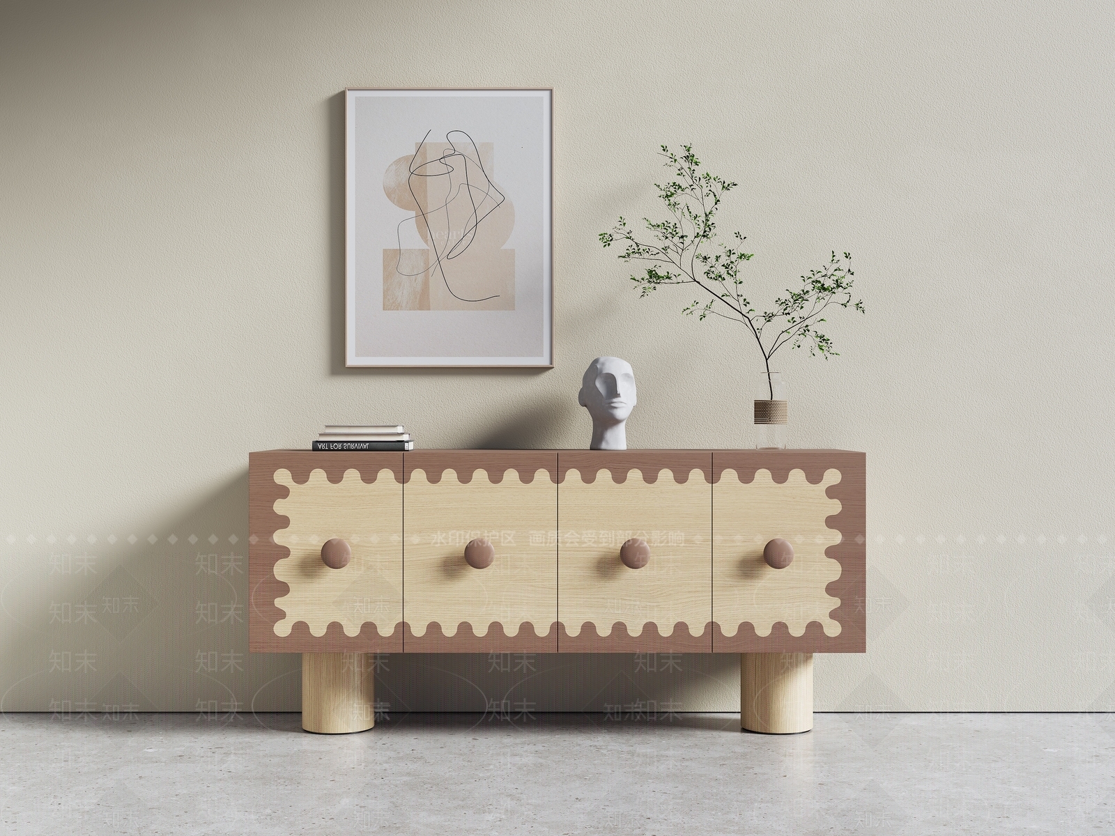 北欧原木餐边柜3D模型下载【ID:1200045032】