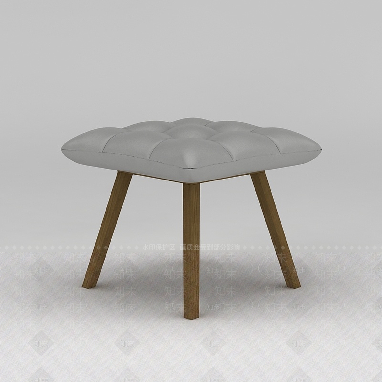 现代实木舒适四腿软凳3D模型下载【ID:1200044500】