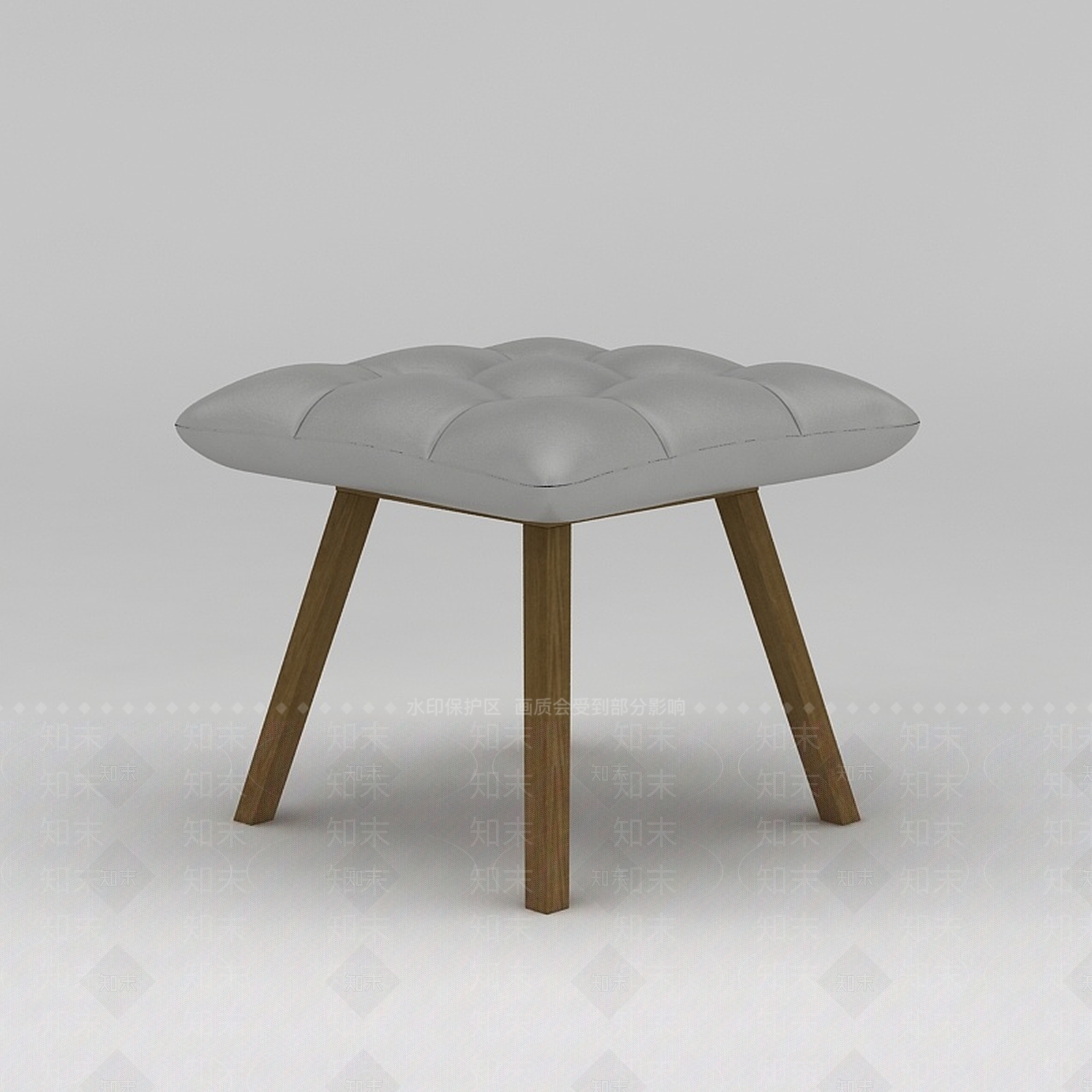 现代实木舒适四腿软凳3D模型下载【ID:1200044500】