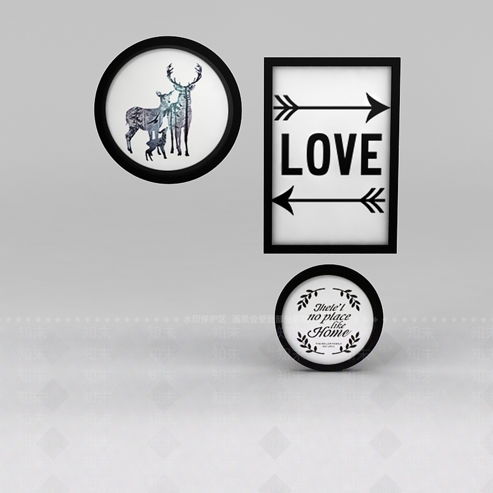 创意墙面装饰画3D模型下载【ID:1200044636】