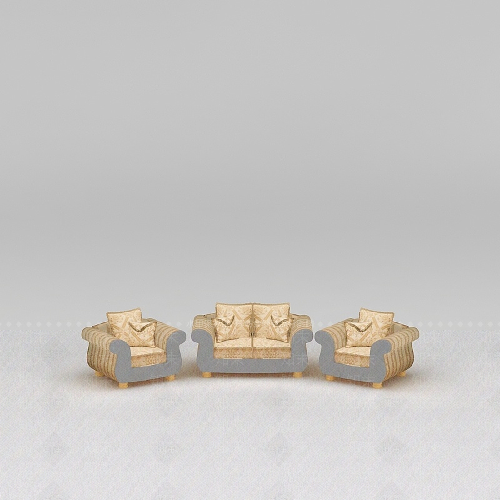 欧式古典欧式沙发三件套3D模型下载【ID:1200045121】