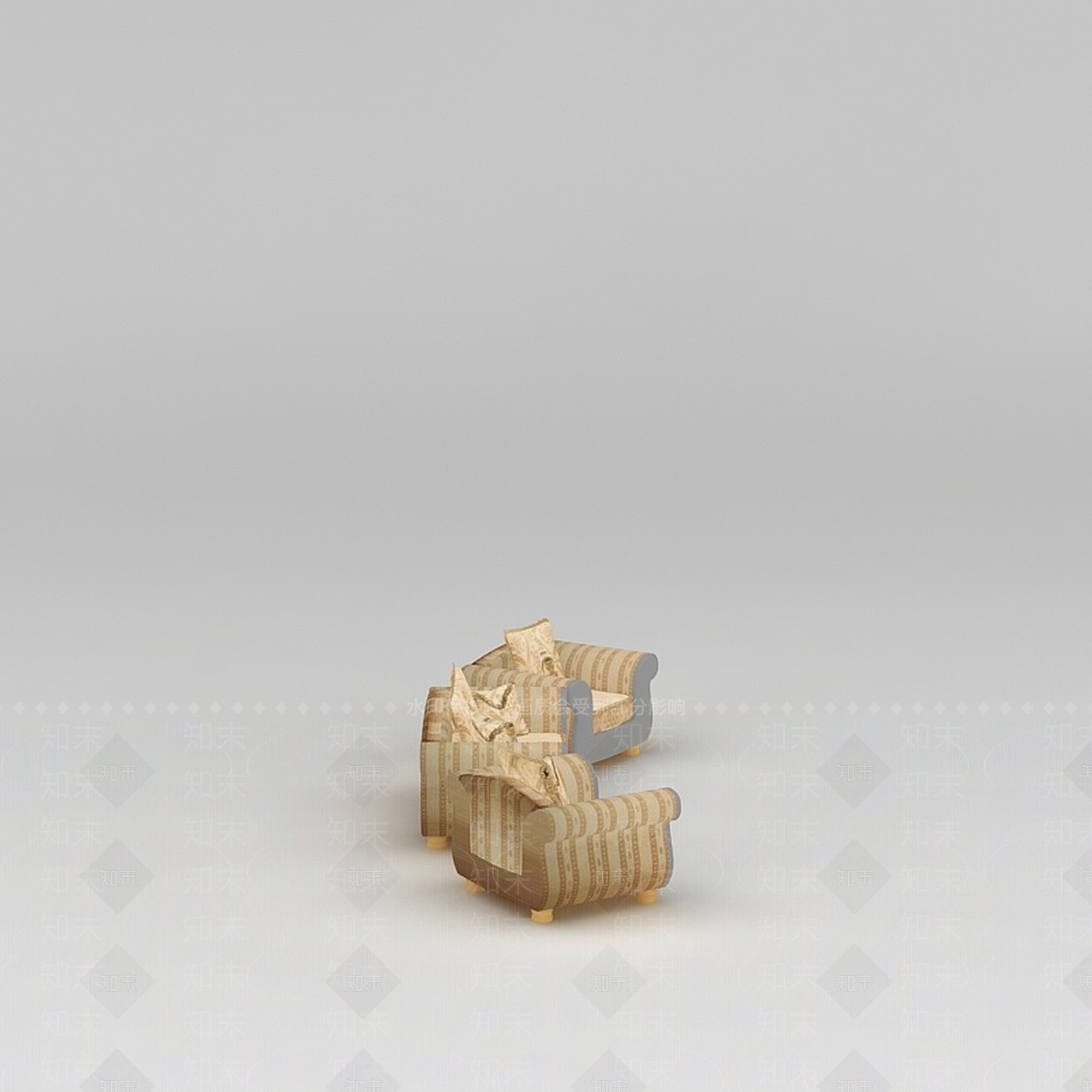欧式古典欧式沙发三件套3D模型下载【ID:1200045121】