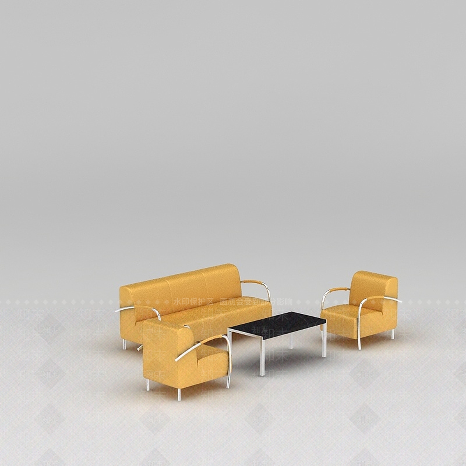 现代黄色现代时尚沙发组合3D模型下载【ID:1200045259】