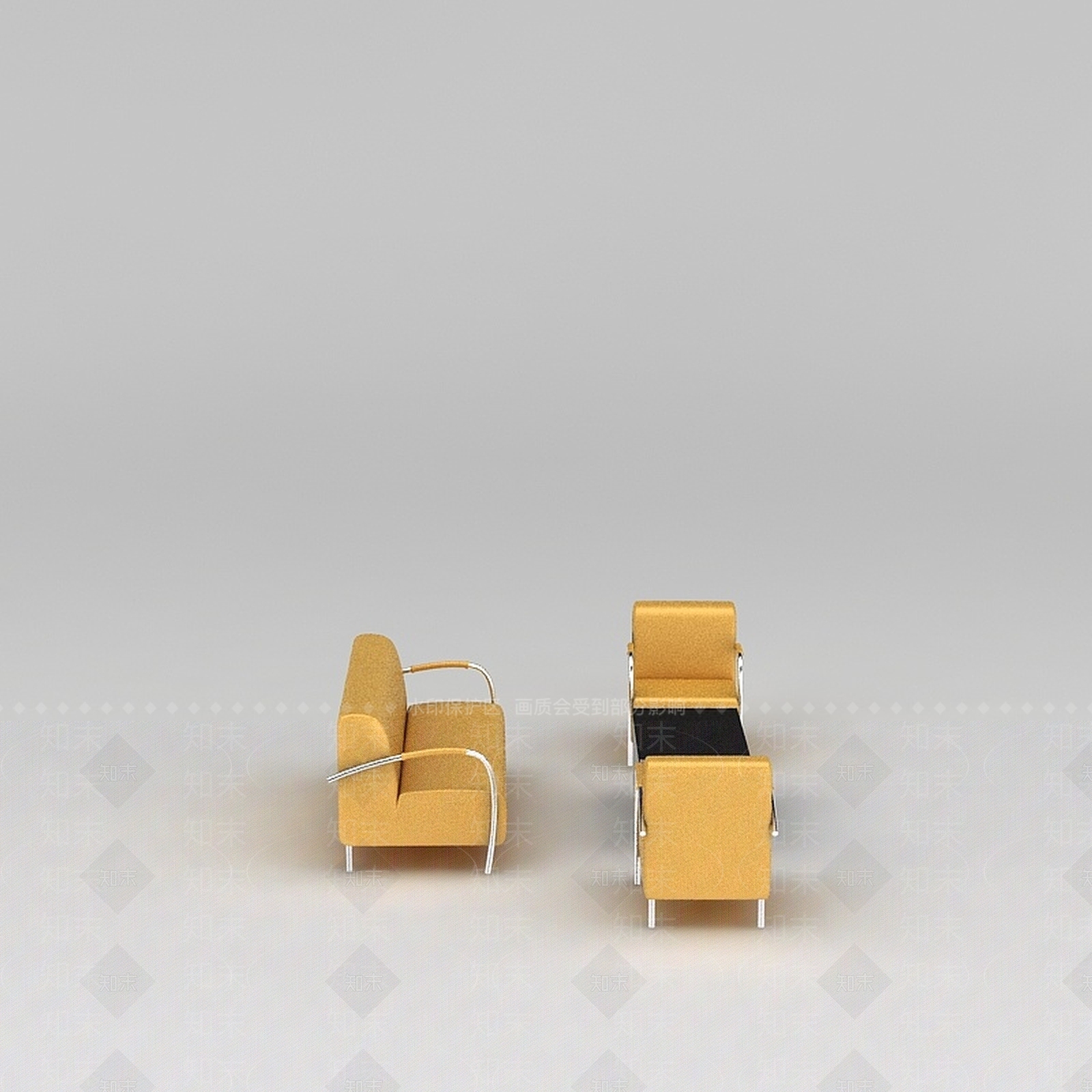 现代黄色现代时尚沙发组合3D模型下载【ID:1200045259】