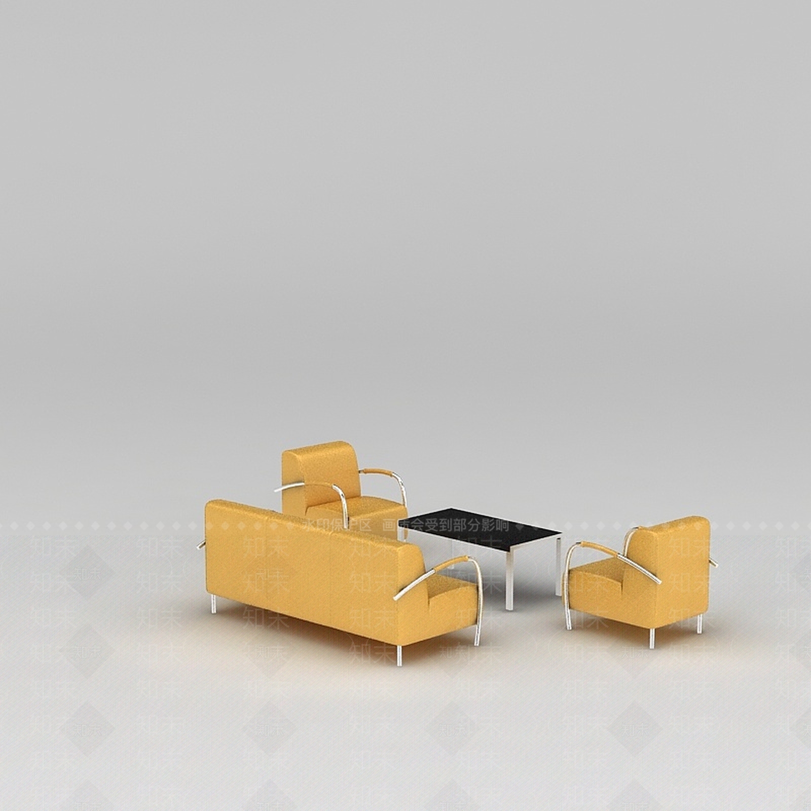 现代黄色现代时尚沙发组合3D模型下载【ID:1200045259】