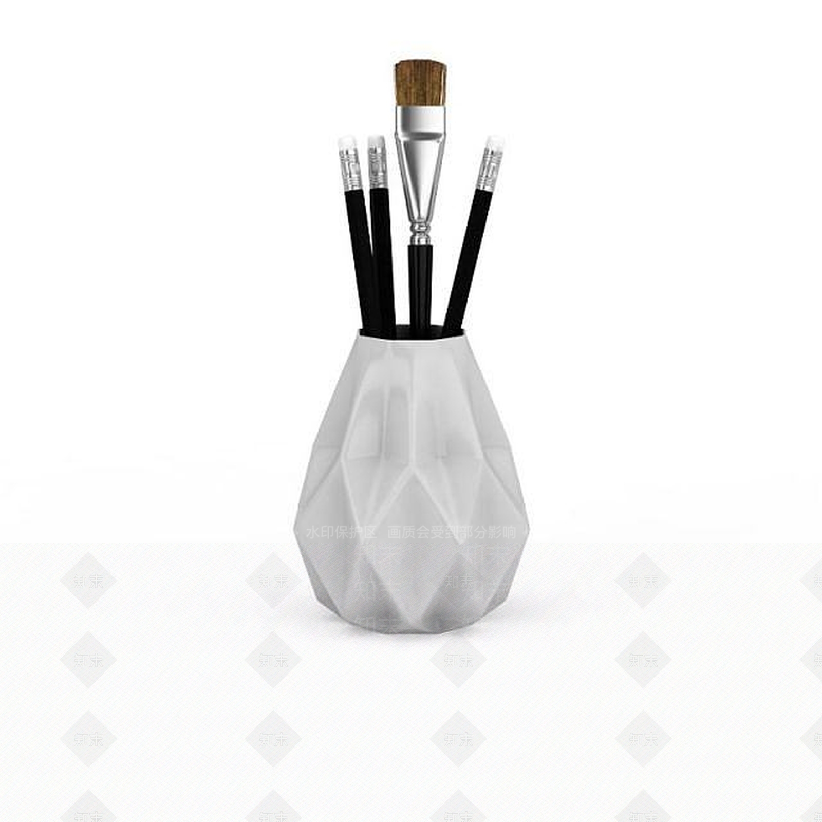 现代白色笔筒3D模型下载【ID:1200045500】