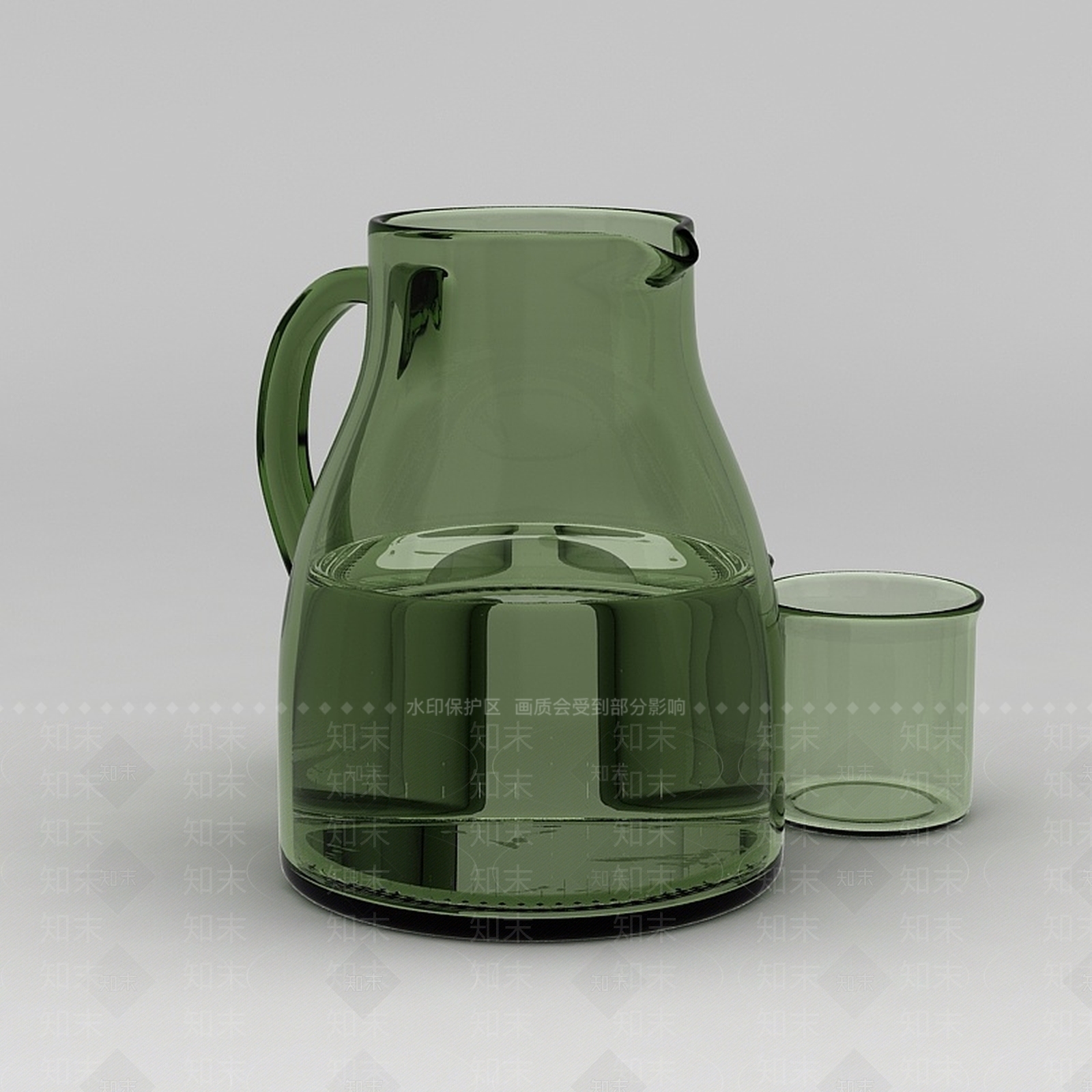 现代玻璃凉水壶套装3D模型下载【ID:1200045914】