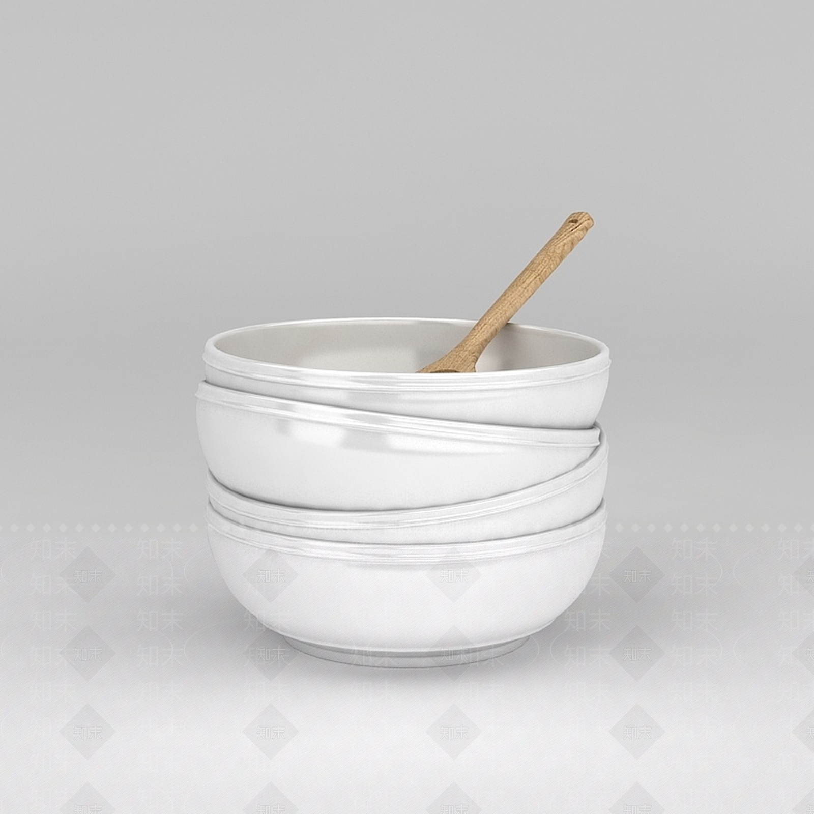 现代白色陶瓷餐具碗3D模型下载【ID:1200045998】