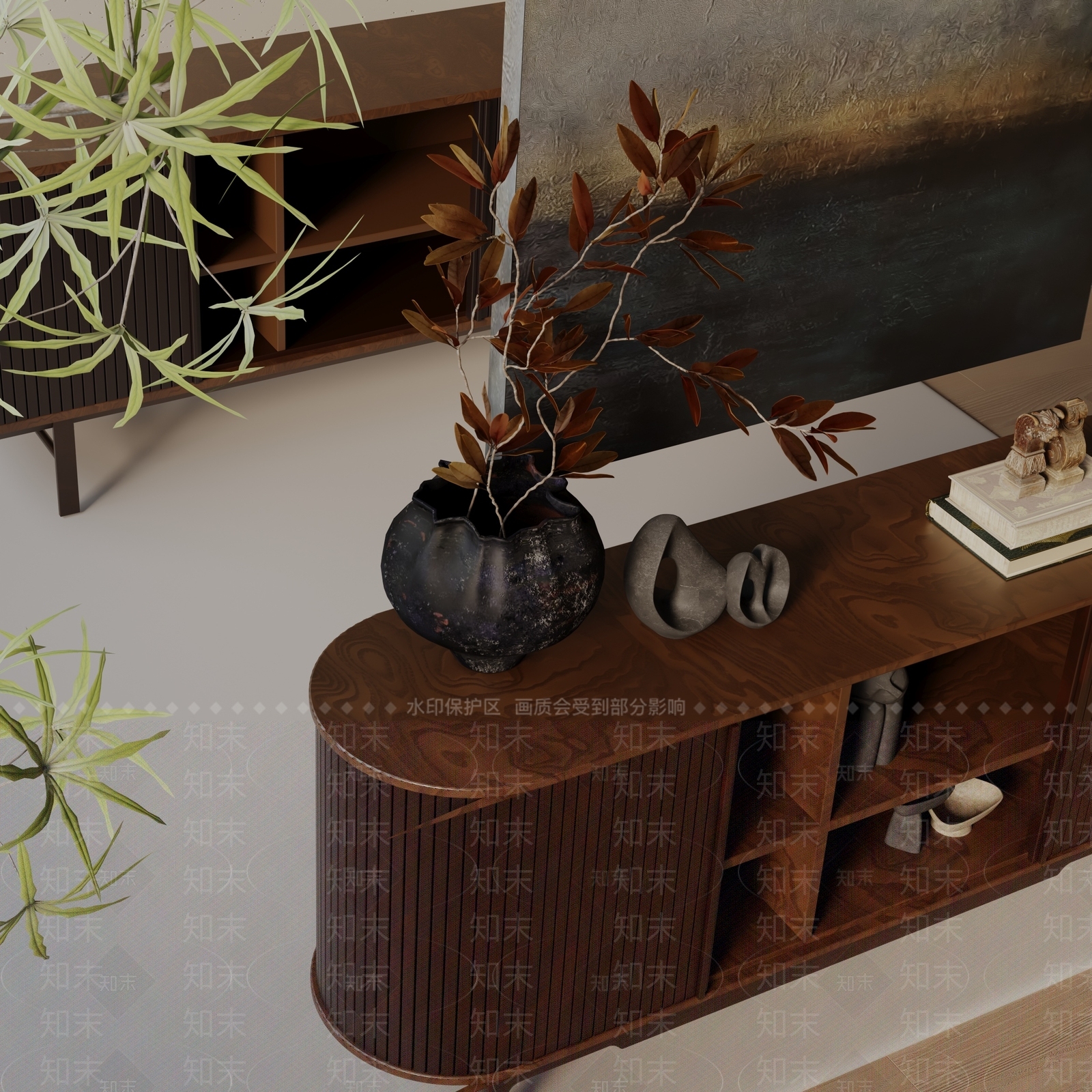 现代玄关柜3D模型下载【ID:1200047607】