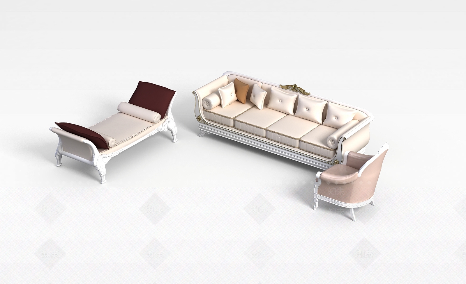 欧式古典欧式软包布艺组合沙发3D模型下载【ID:1200047844】