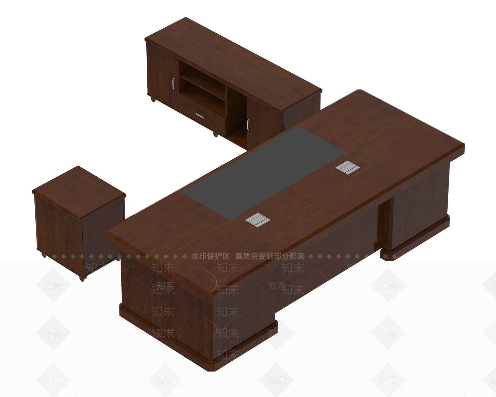 现代中式办公桌3D模型下载【ID:1200048313】