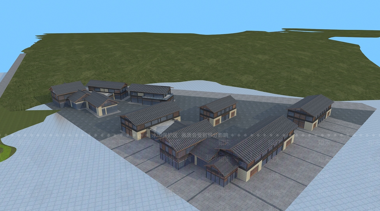 新中式商业街3D模型下载【ID:1200048460】