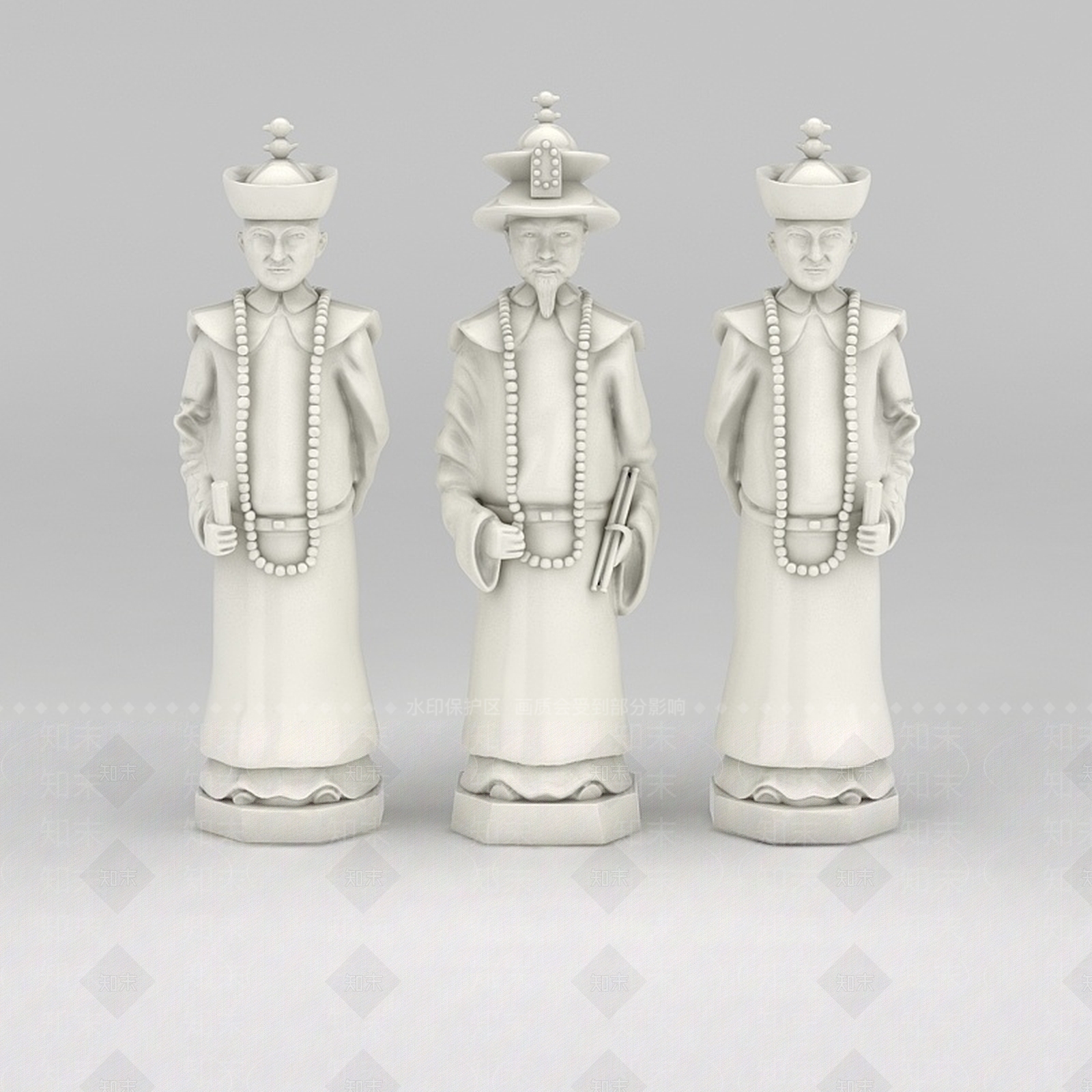 中式古人物雕刻装饰品3D模型下载【ID:1200049514】