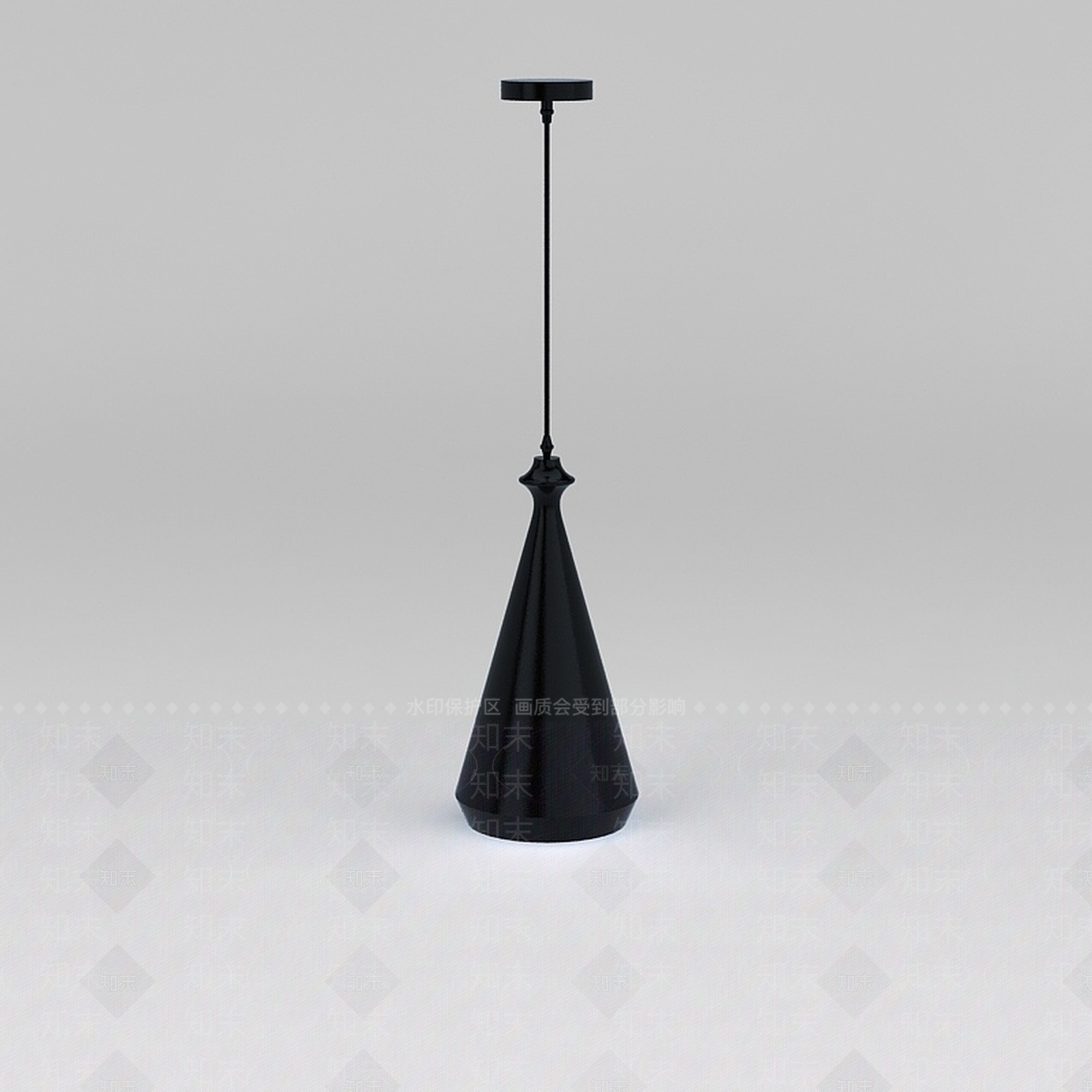 现代黑色陶瓷吊灯3D模型下载【ID:1200050735】