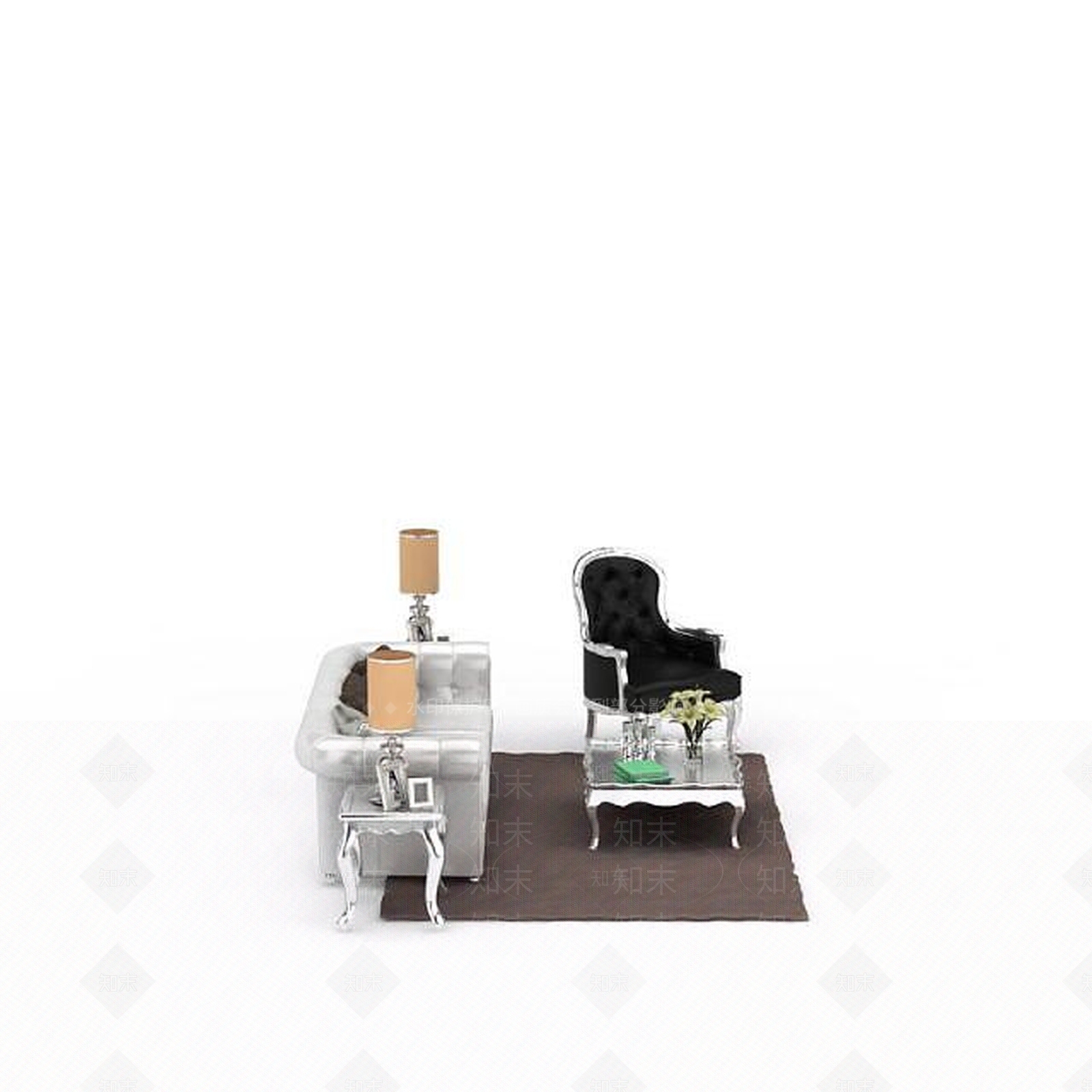 欧式古典欧式家装沙发茶几组合3D模型下载【ID:1200052436】