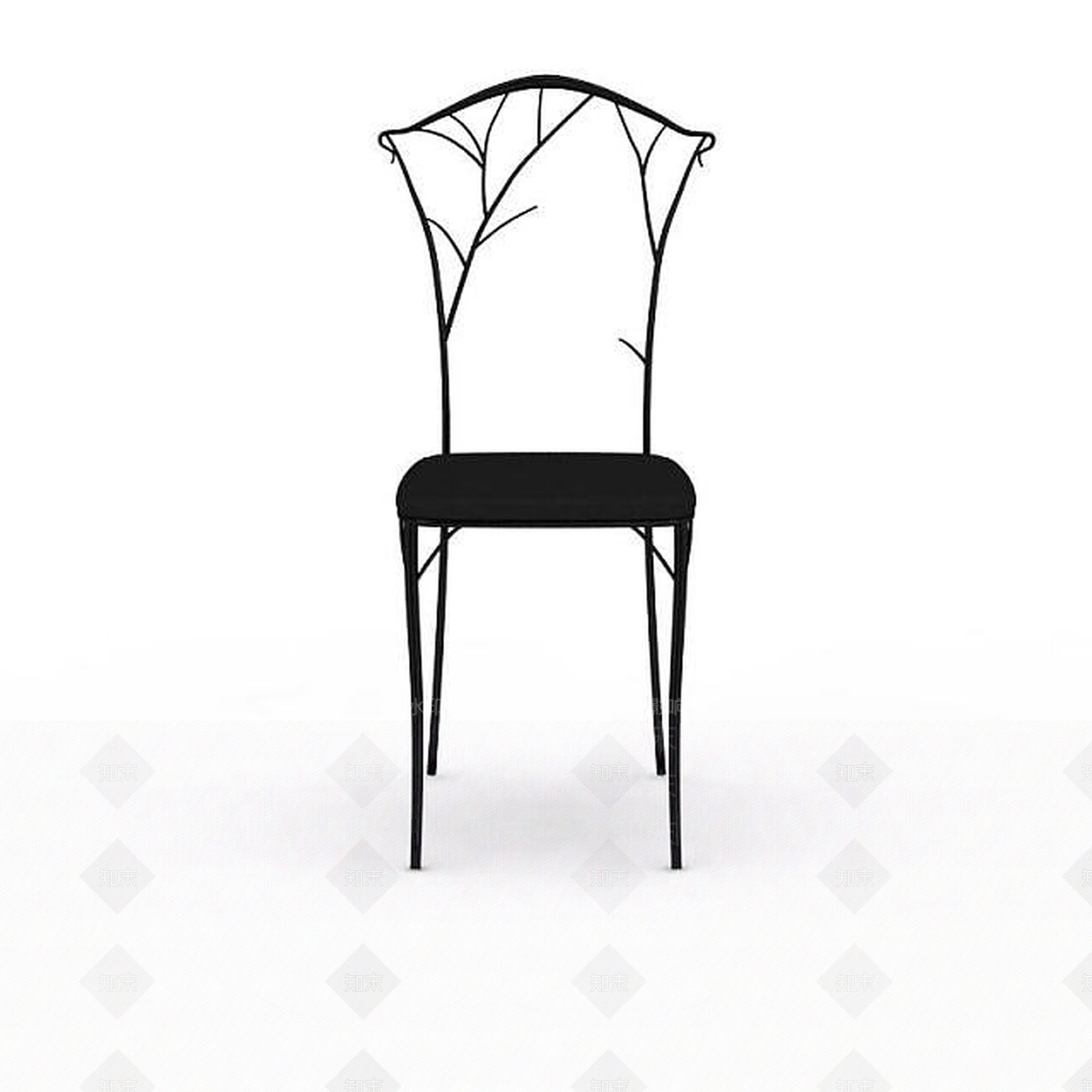 现代简易黑色雕花椅子3D模型下载【ID:1200052749】