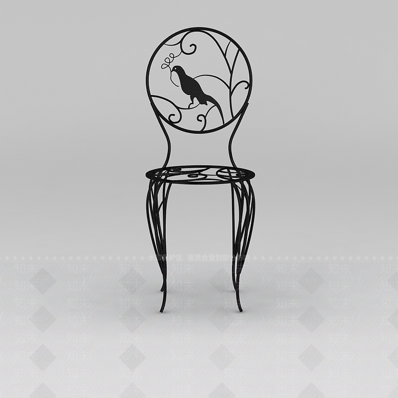 现代创意铁艺雕花椅子3D模型下载【ID:1200052868】