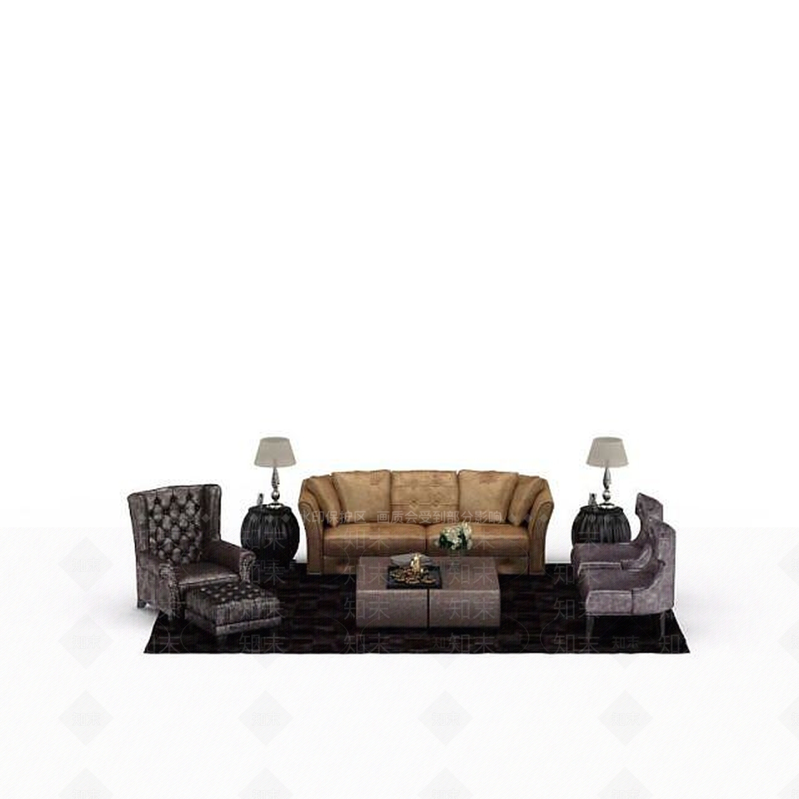 欧式古典欧式高档软包组合沙发3D模型下载【ID:1200053993】