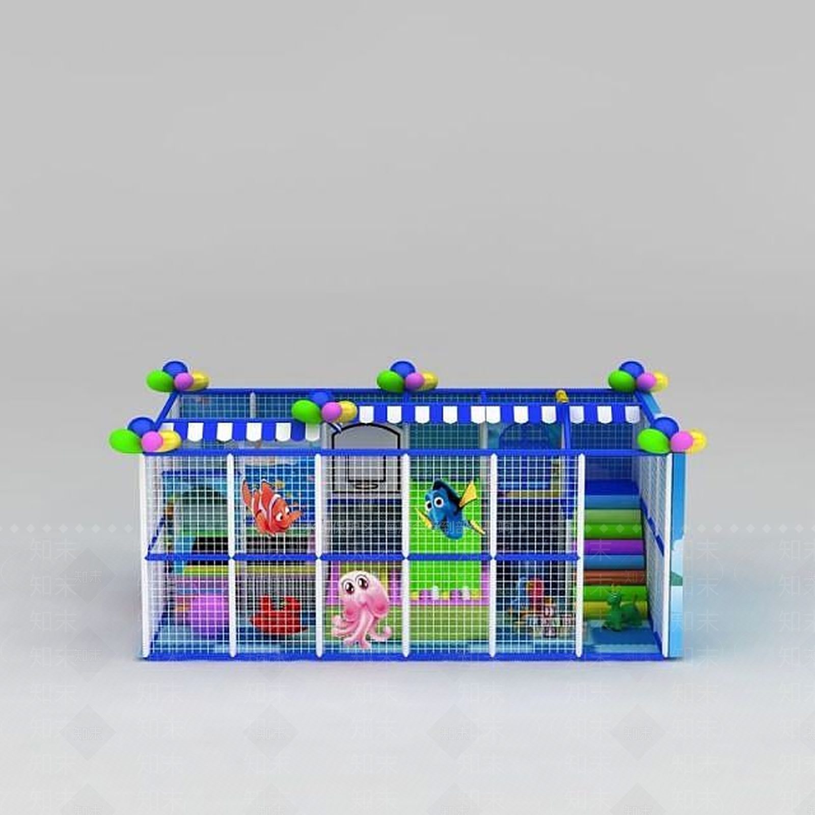 现代儿童游乐设施淘气堡3D模型下载【ID:1200054910】