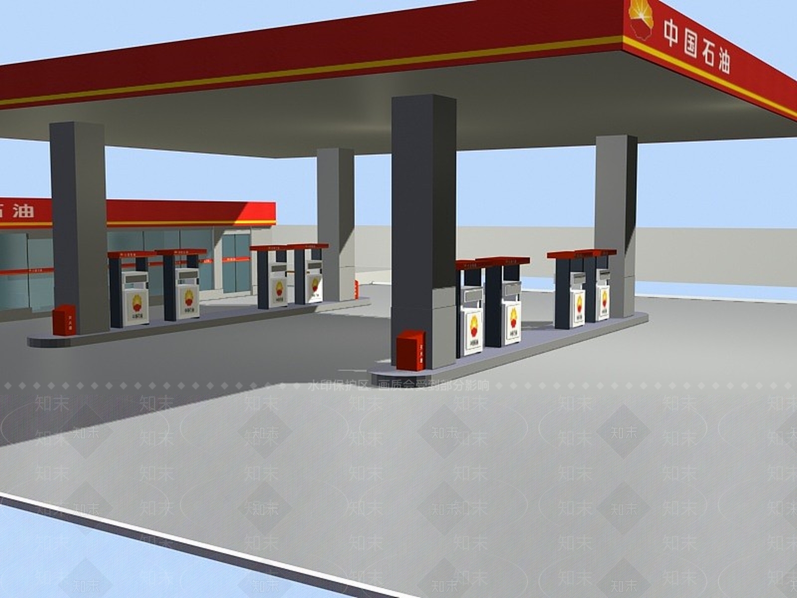 现代加油站3D模型下载【ID:1200055017】