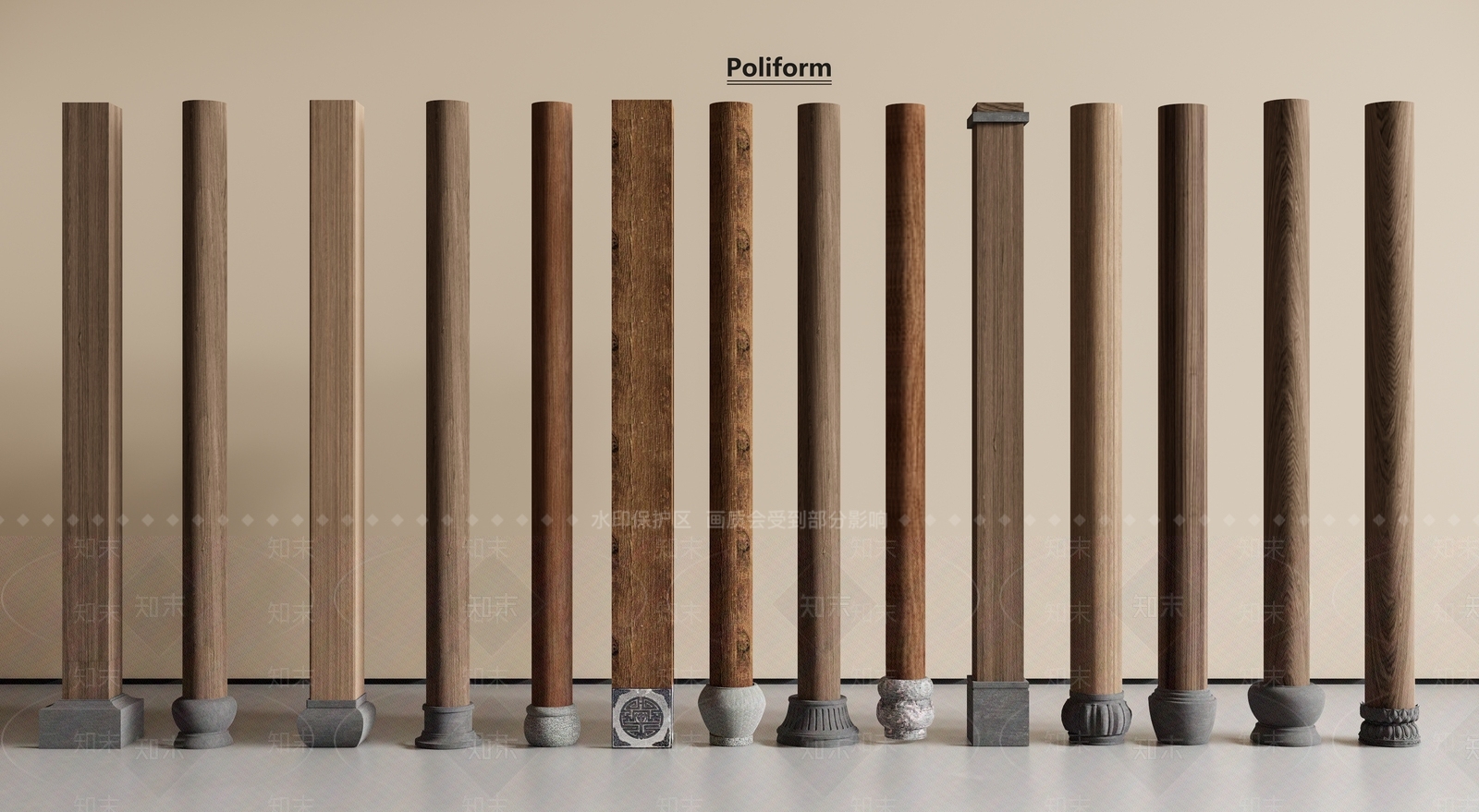 中式柱子3D模型下载【ID:1200055310】