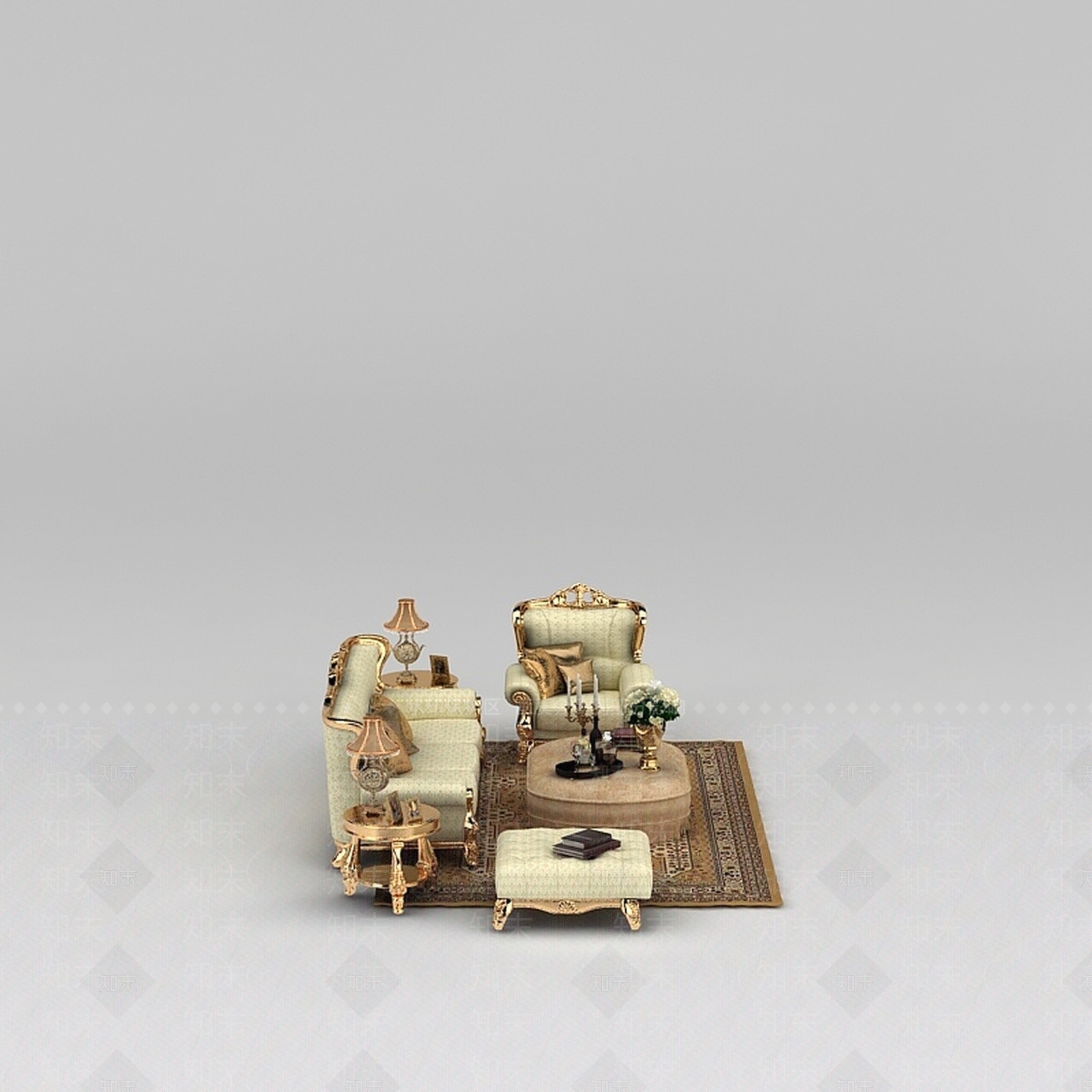 现代豪华欧式组合沙发3D模型下载【ID:1200055307】