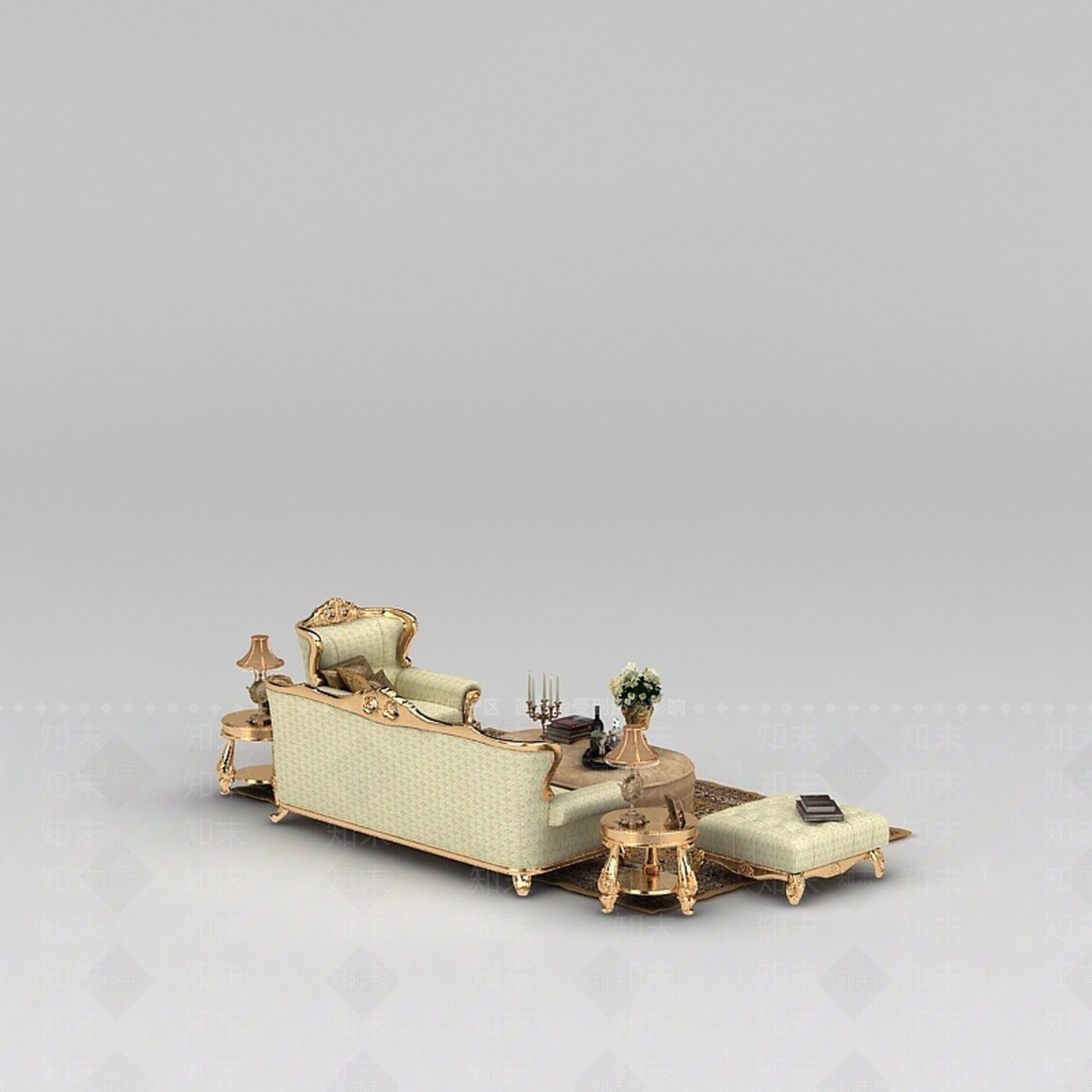 现代豪华欧式组合沙发3D模型下载【ID:1200055307】