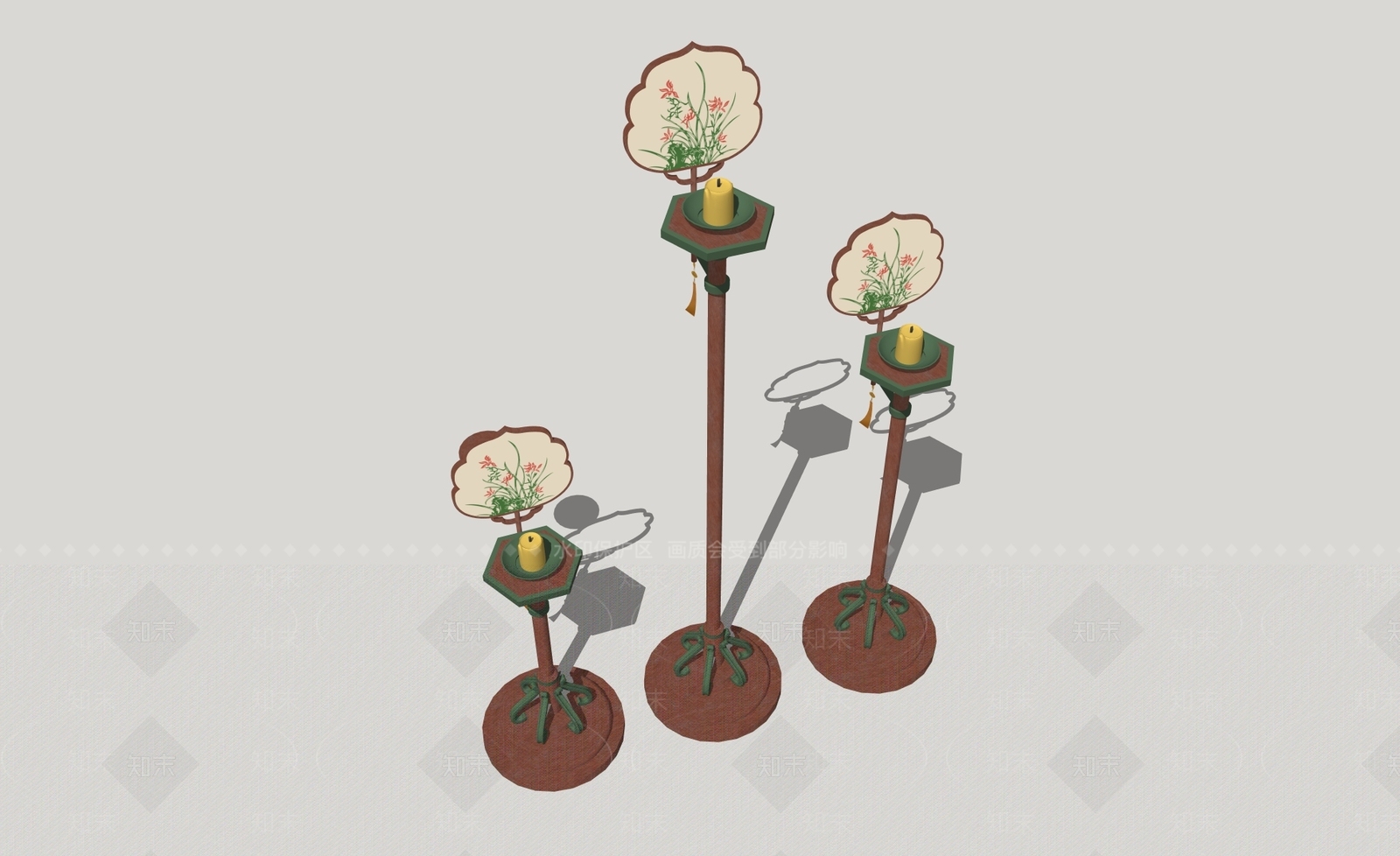 新中式中式落地灯SU模型下载【ID:1200056129】