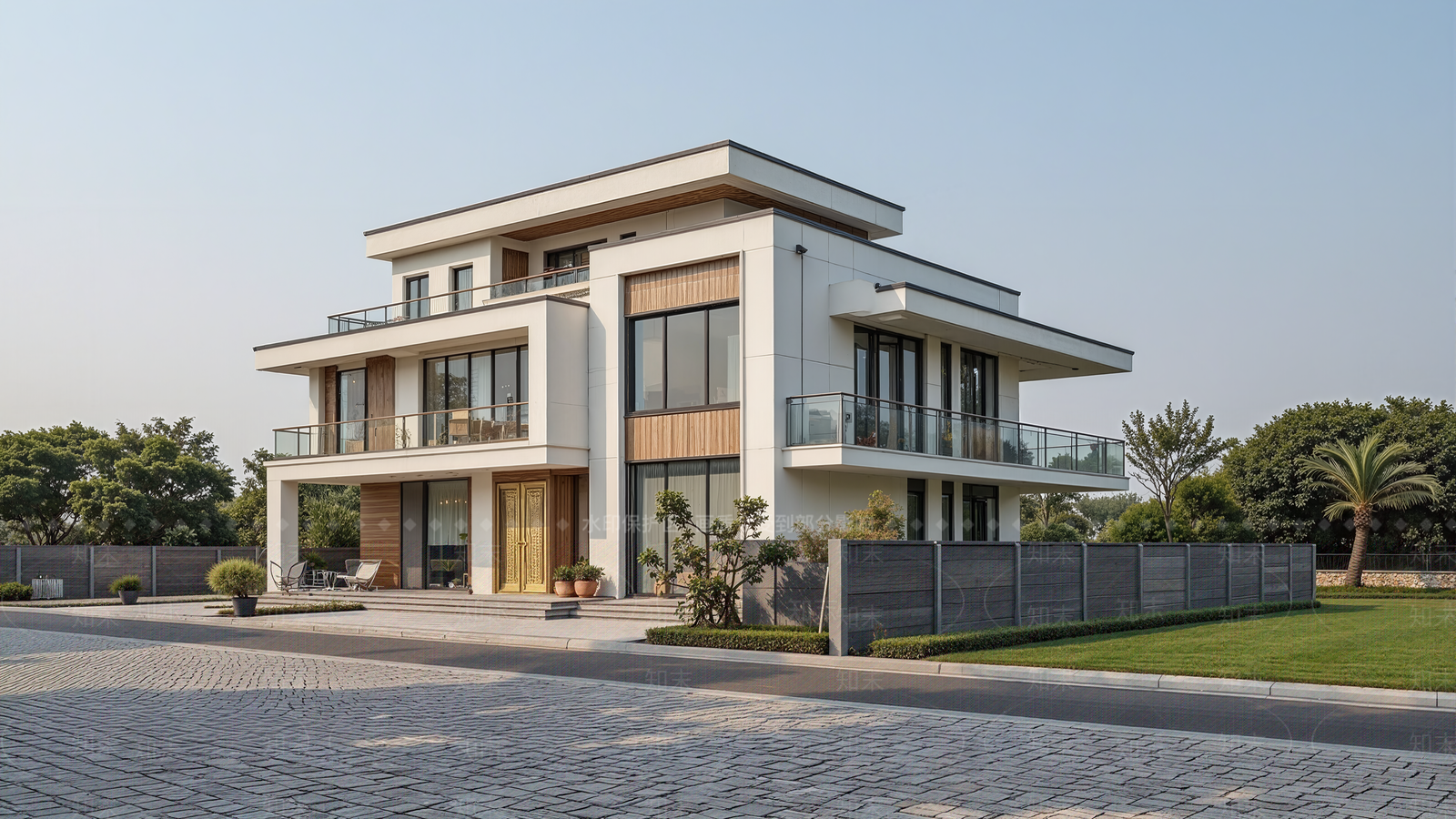 现代简约独栋别墅SU模型下载【ID:1200058635】