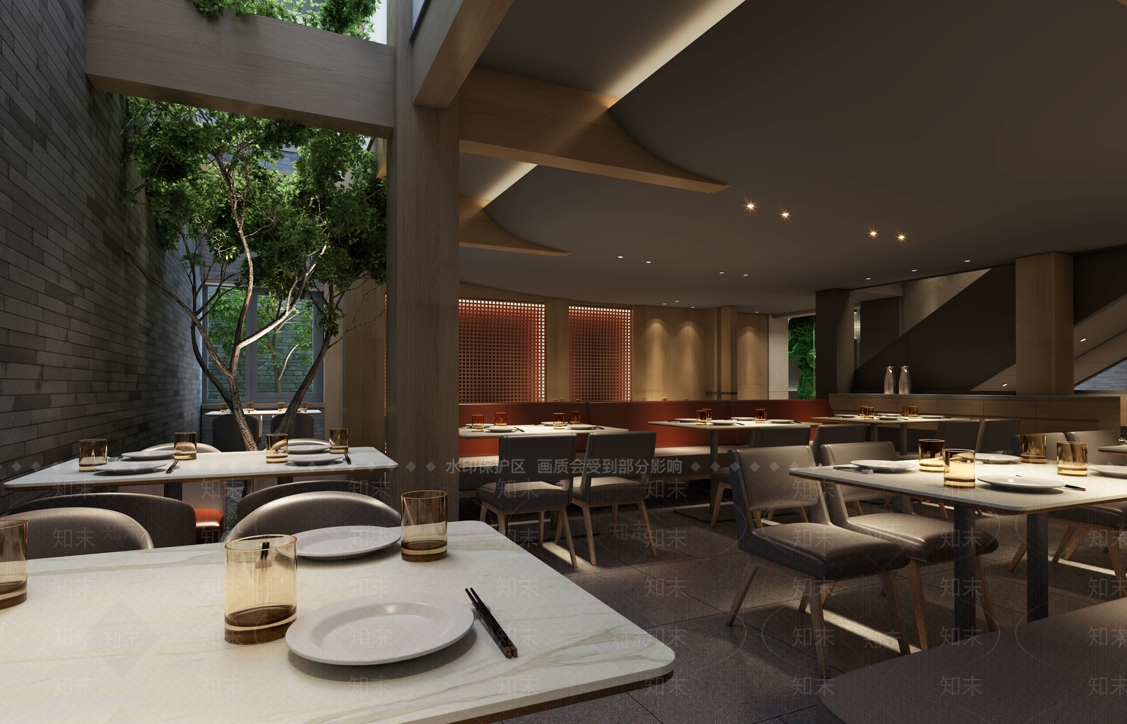 原木复古中餐厅SU模型下载【ID:1200061768】