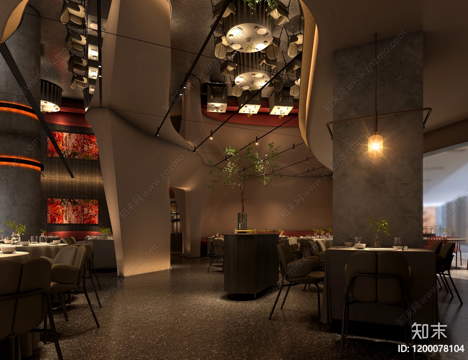 复古中古中餐厅施工图下载【ID:1200078104】