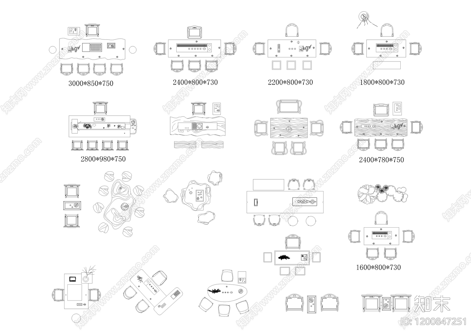 现代家具图库施工图下载【ID:1200847251】