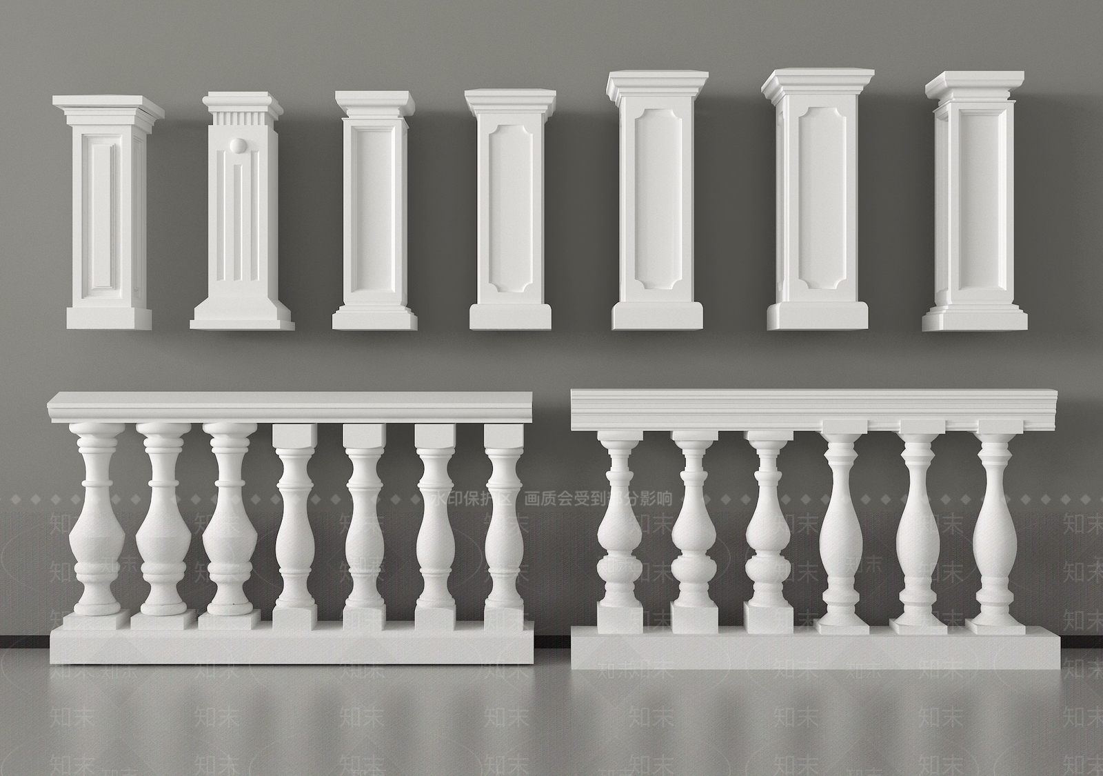 欧式栏杆3D模型下载【ID:1200073933】