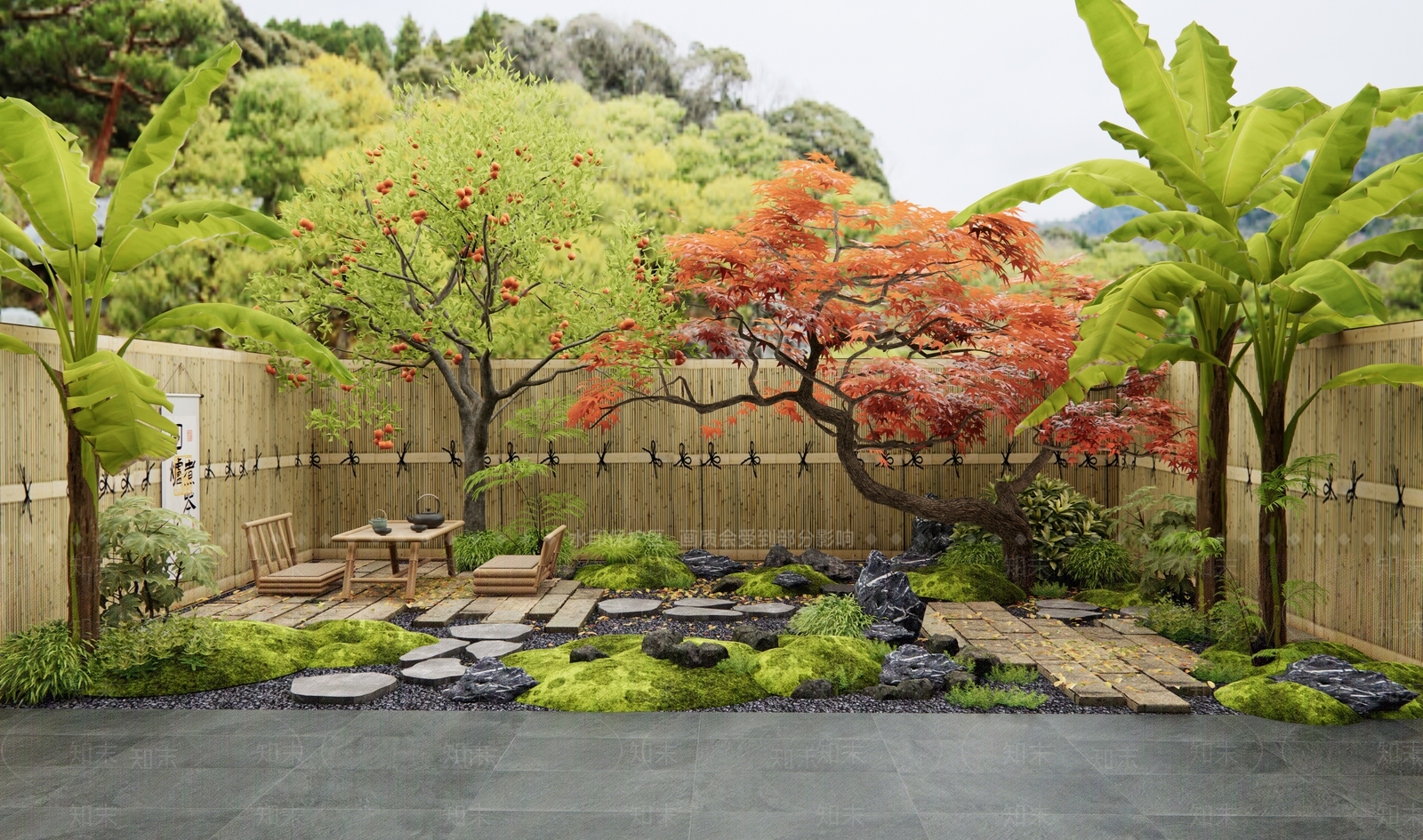 新中式禅意乡村庭院SU模型下载【ID:1200075876】