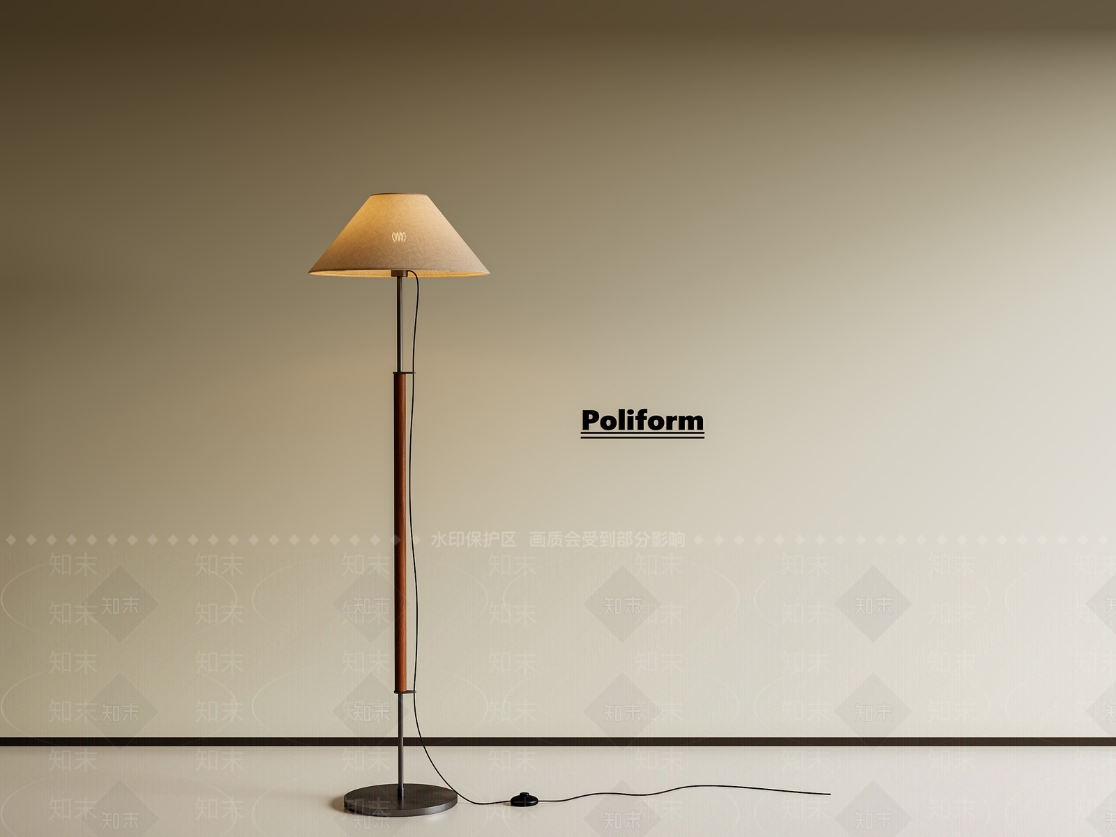 新中式中古落地灯3D模型下载【ID:1200076131】