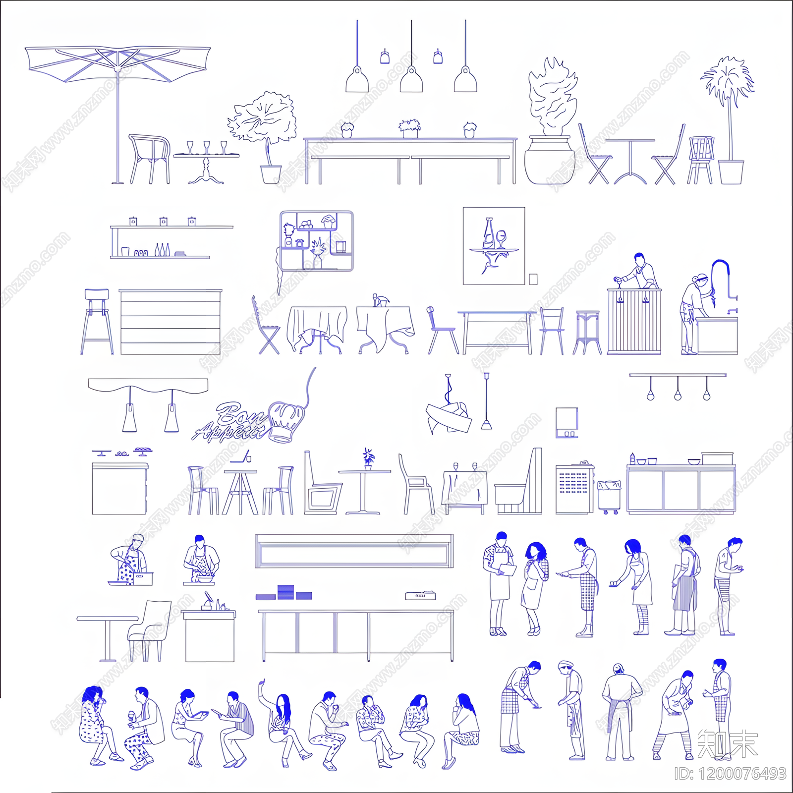 现代家具图库施工图下载【ID:1200076493】