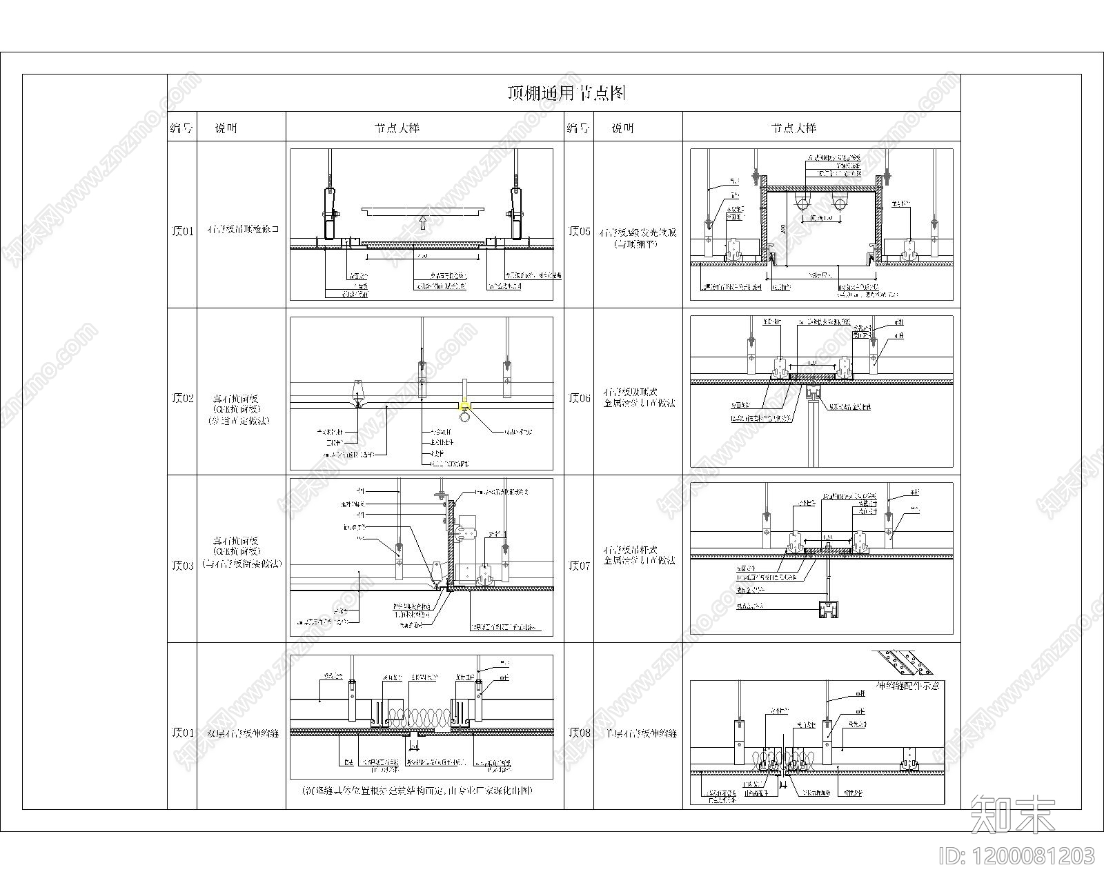 吊顶节点施工图下载【ID:1200081203】