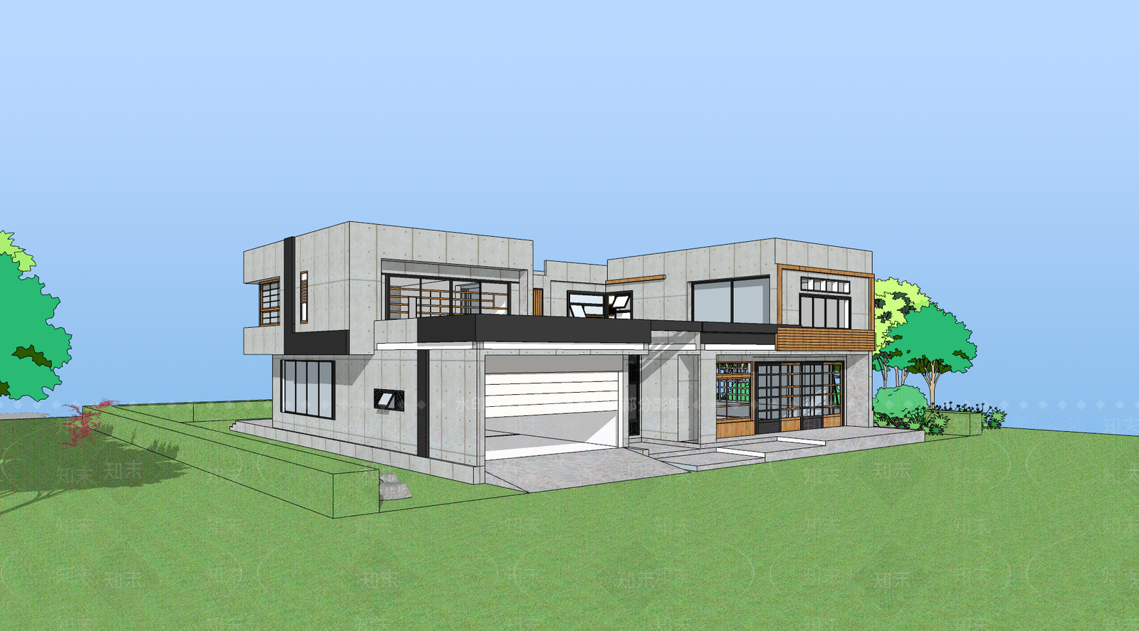 民宿建筑SU模型精品下载_SketchUp模型_知末网