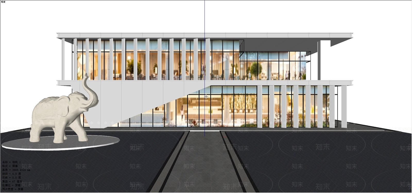 现代新中式售楼处建筑SU模型下载【ID:1200082045】