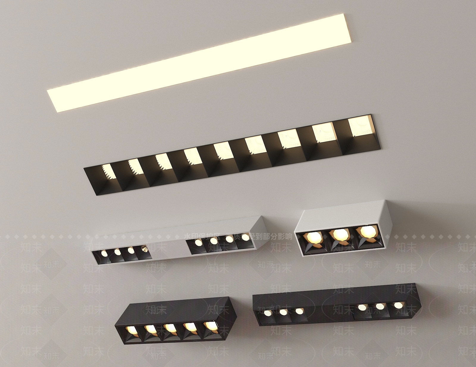 现代格栅灯SU模型下载【ID:1200084097】