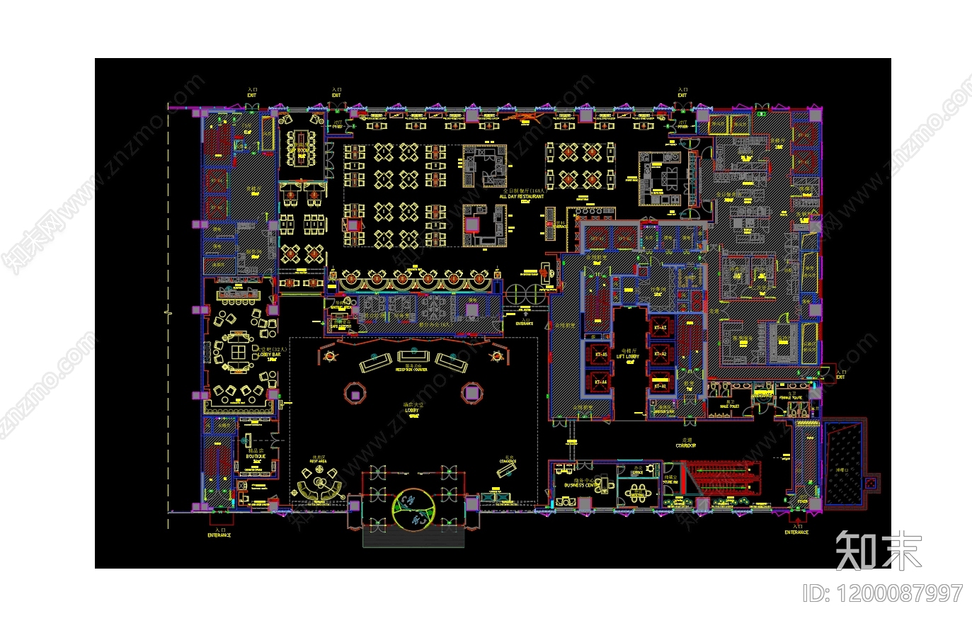 酒店大堂施工图下载【ID:1200087997】
